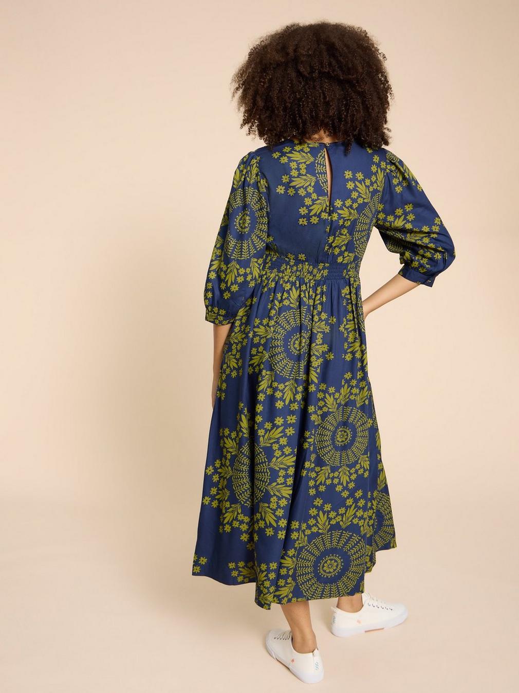 Lucy Eco Vero Dress in NAVY PR - MODEL BACK