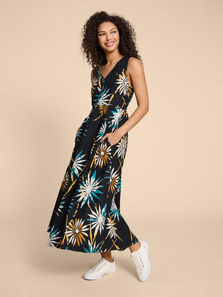 Black linen maxi dress best sale