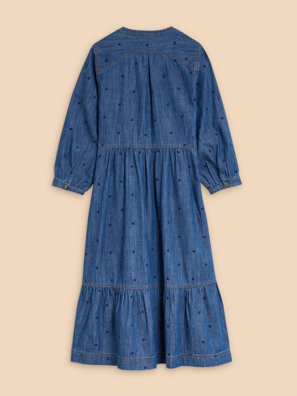 Naya Denim Midi Dress in MID DENIM - FLAT BACK