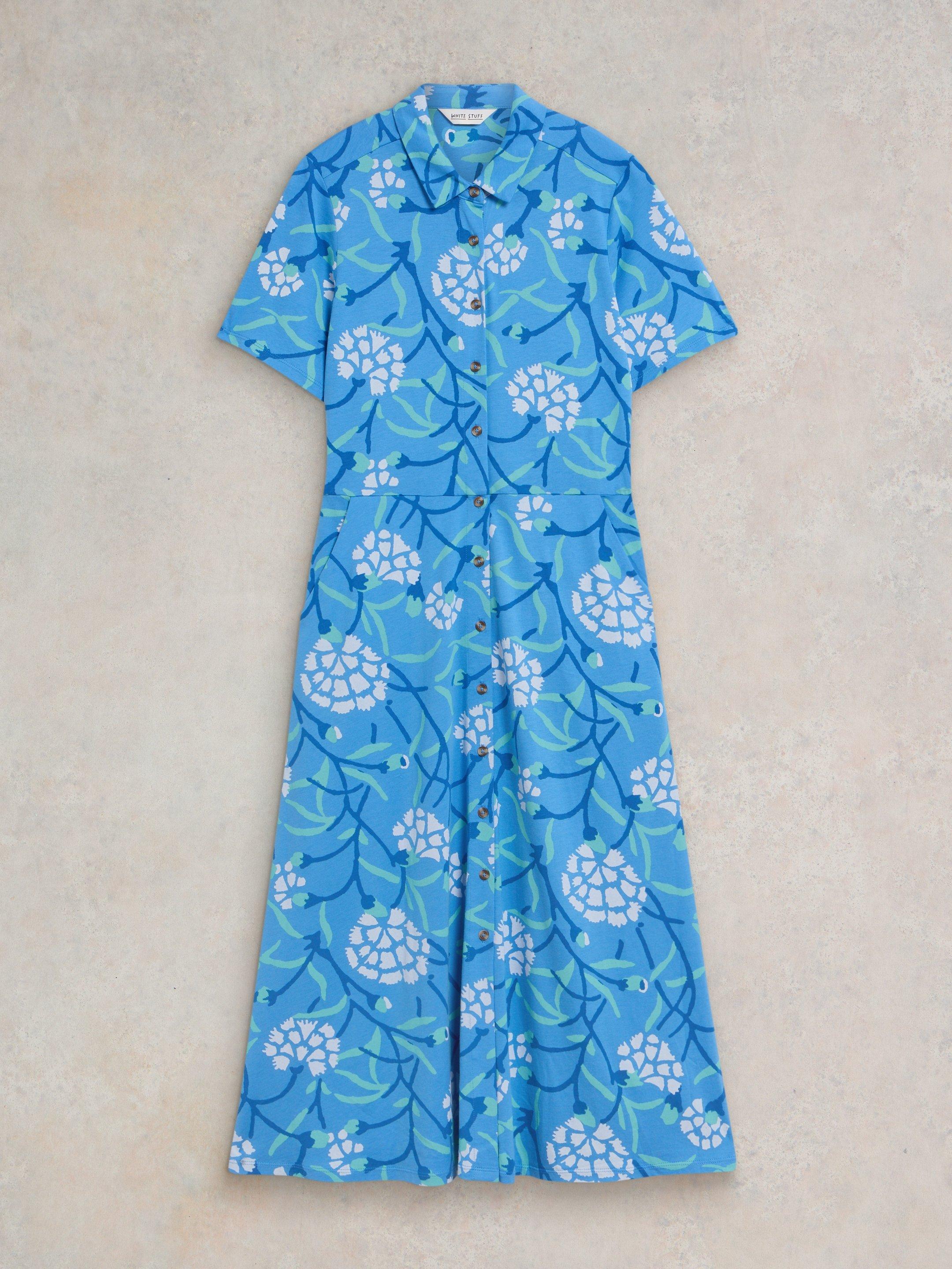 Rua Jersey Print Midi Dress in BLUE MLT - FLAT FRONT