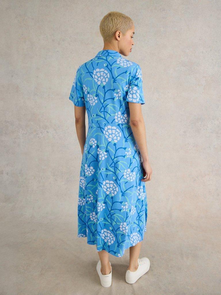 Rua Jersey Print Midi Dress in BLUE MLT - MODEL DETAIL