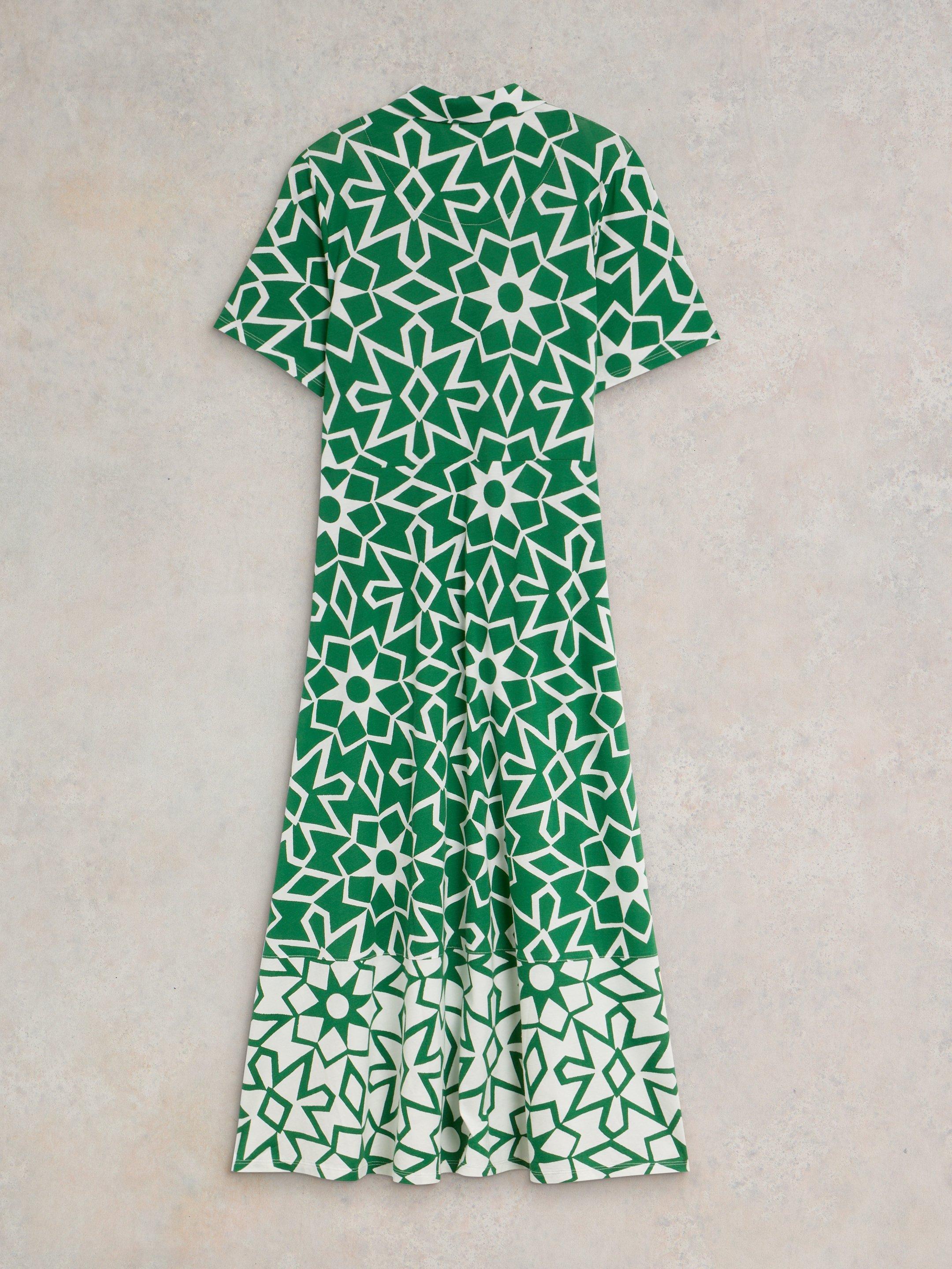 Rua Jersey Print Midi Dress in GREEN PR - FLAT BACK