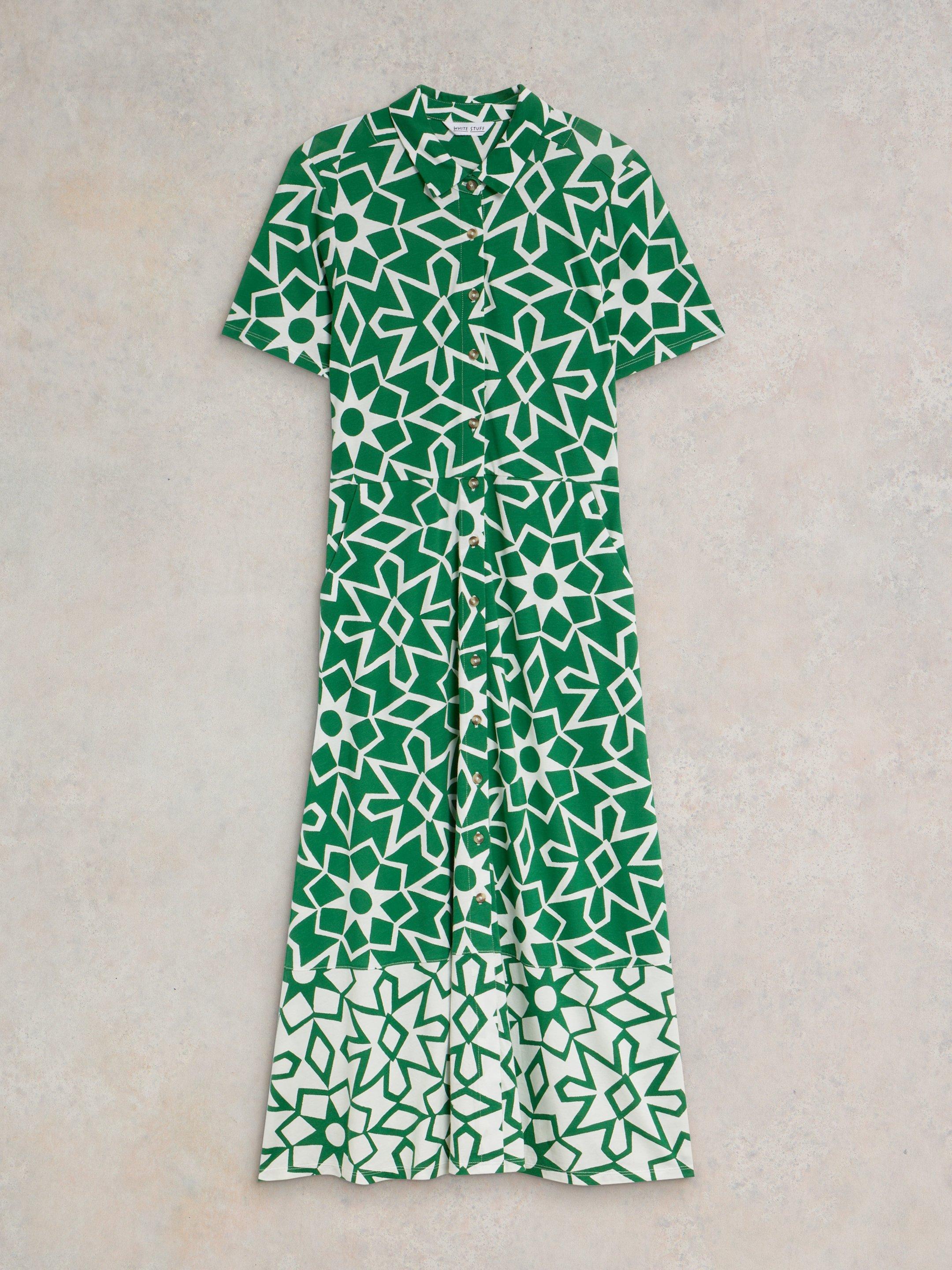 Rua Jersey Print Midi Dress in GREEN PR - FLAT FRONT