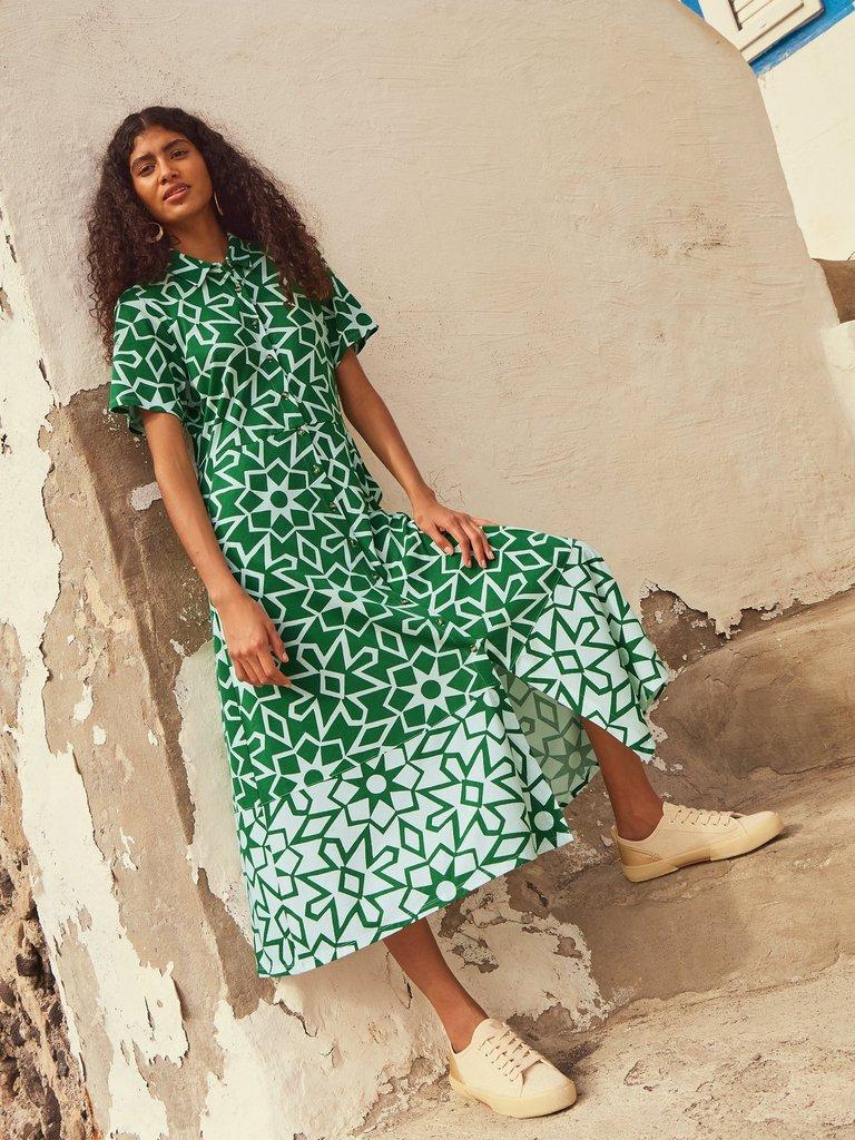 Rua Jersey Print Midi Dress in GREEN PR - MIXED