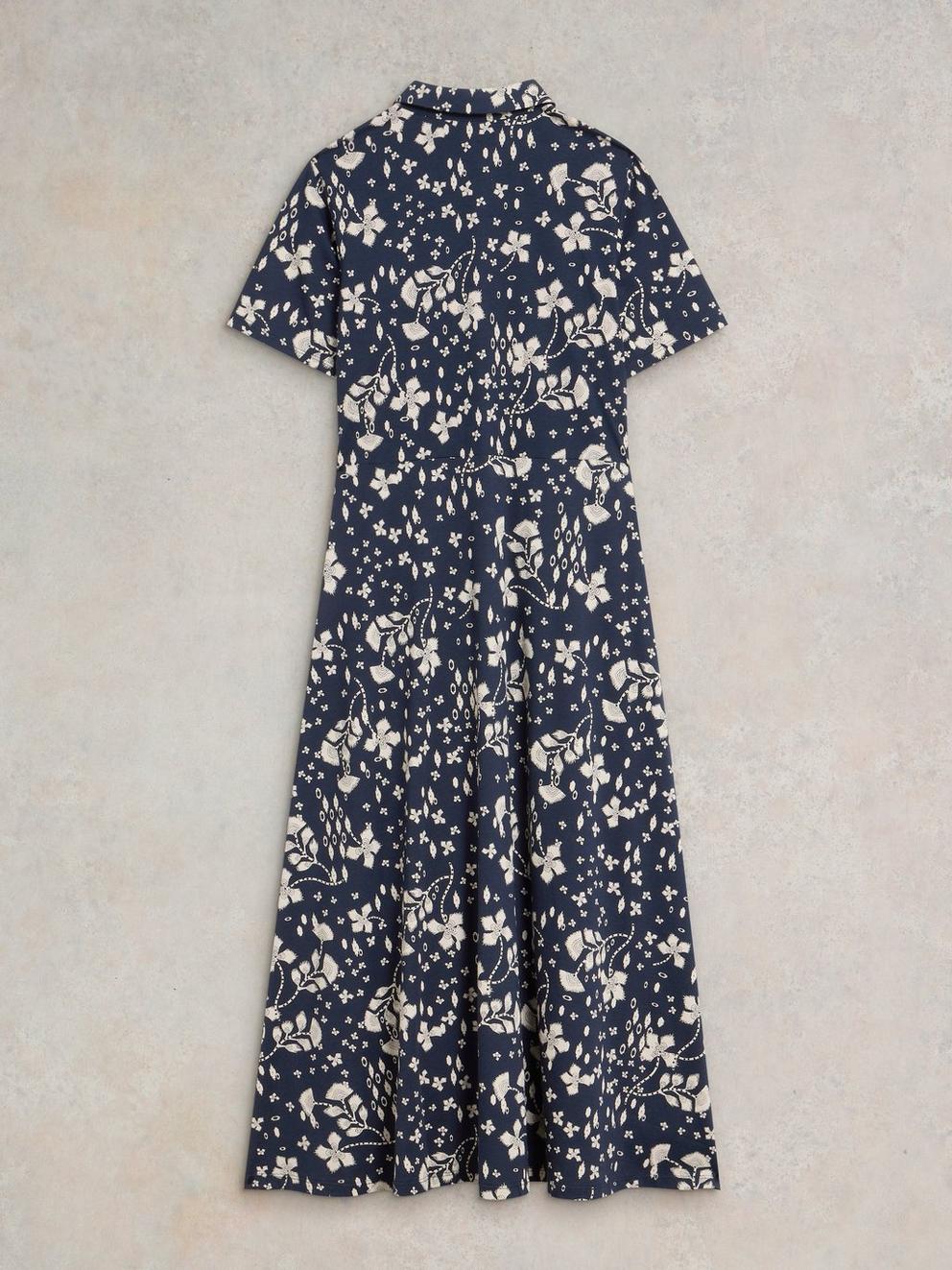 Rua Jersey Print Midi Dress in NAVY PR - FLAT BACK