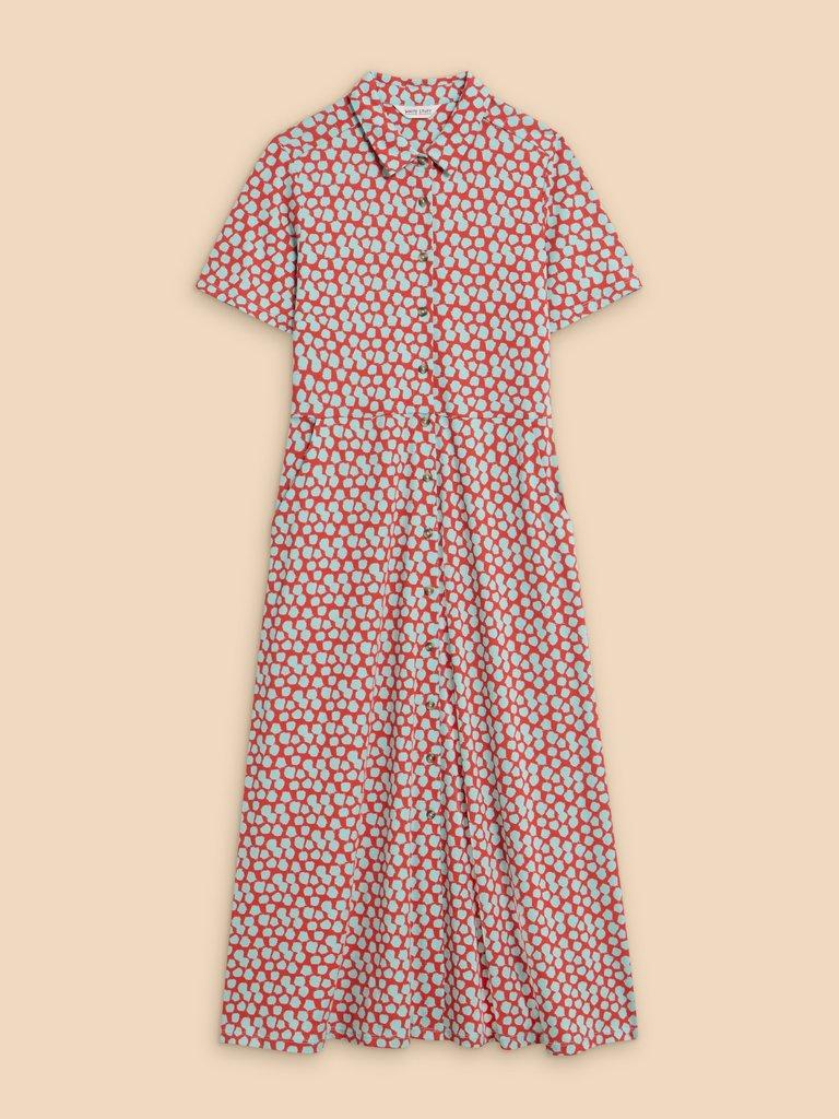 Rua Jersey Print Midi Dress in RED PR - FLAT FRONT