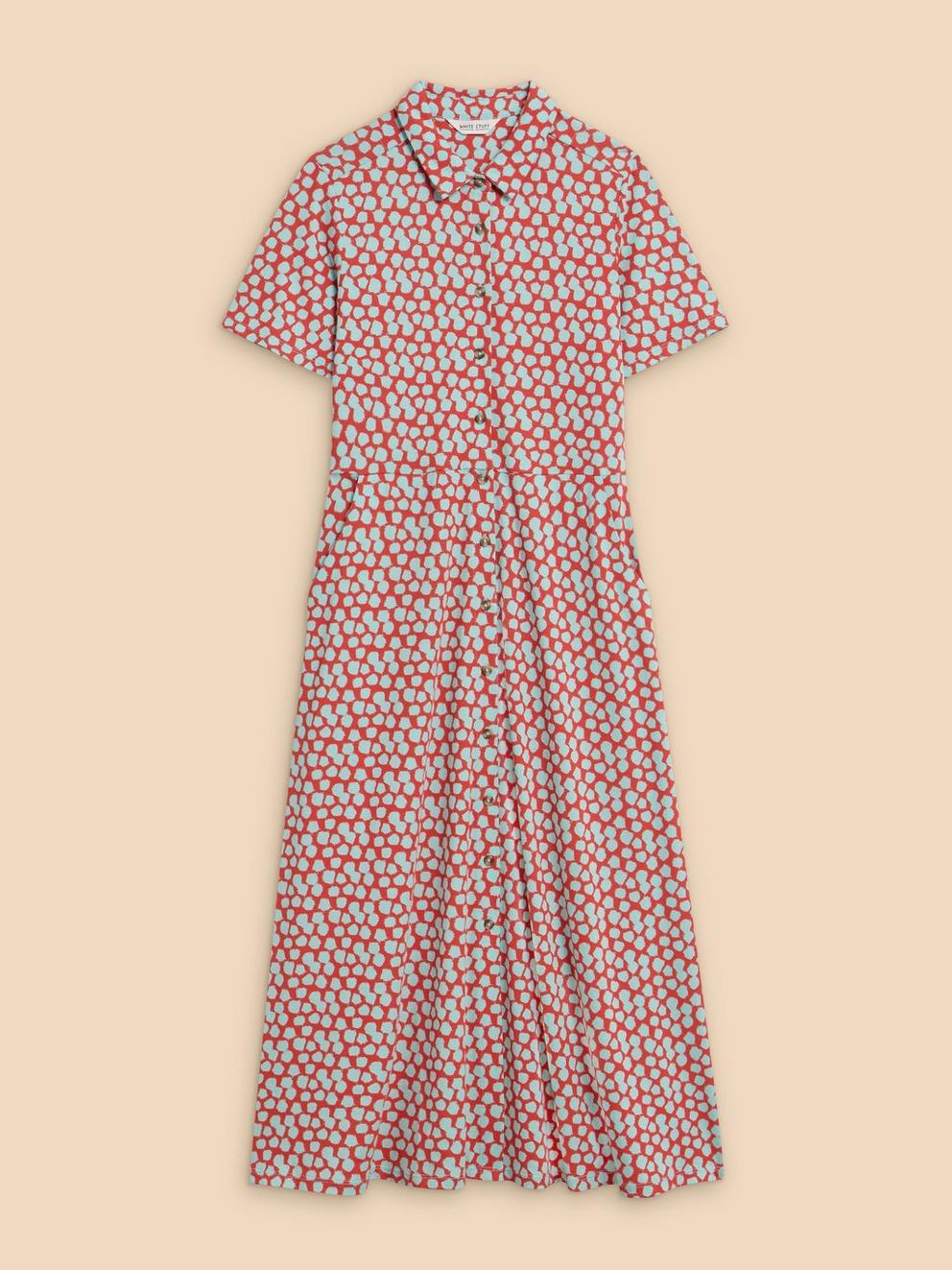 Rua Jersey Print Midi Dress in RED PR - FLAT FRONT