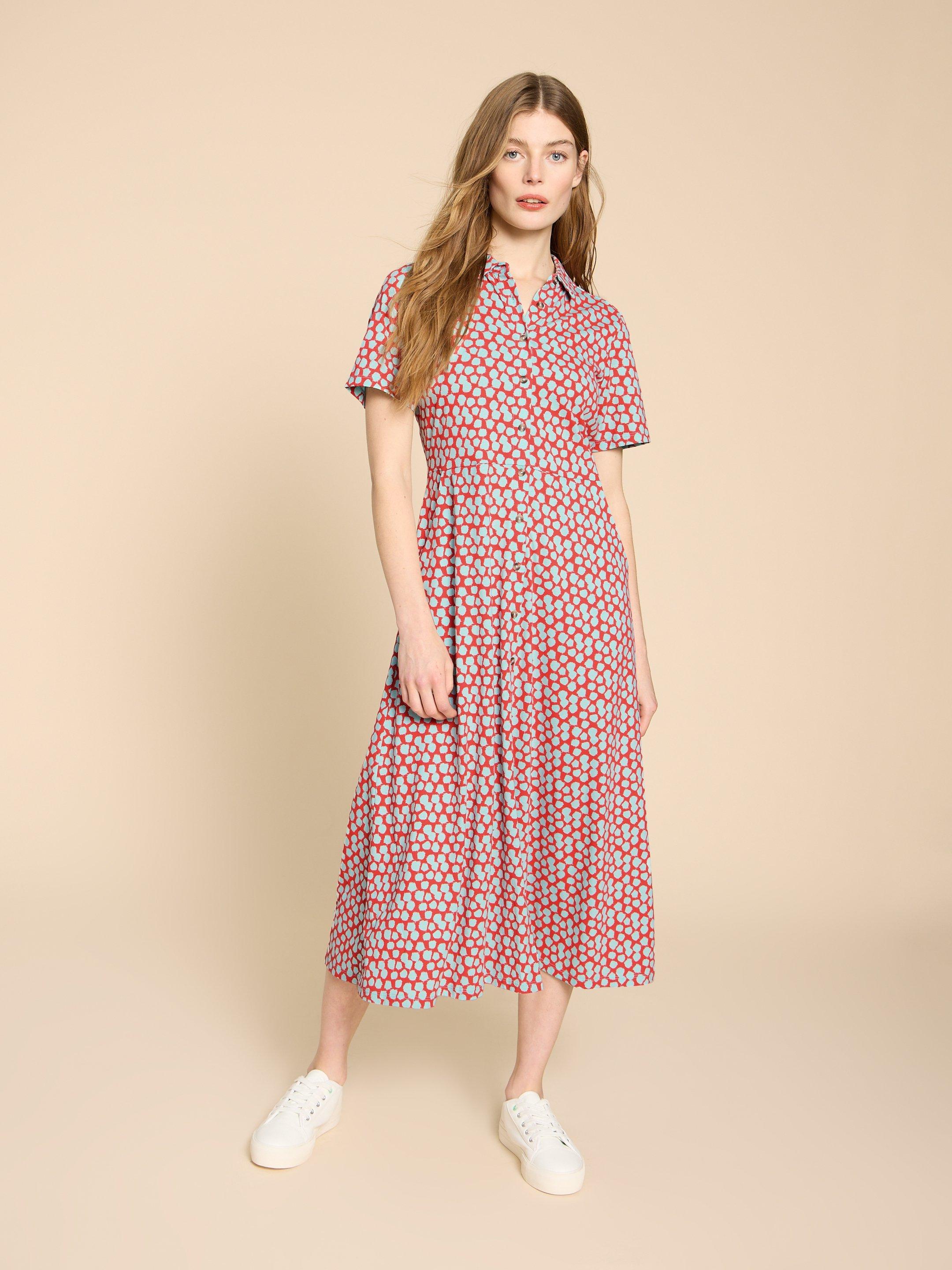 Rua Jersey Print Midi Dress in RED PRINT White Stuff