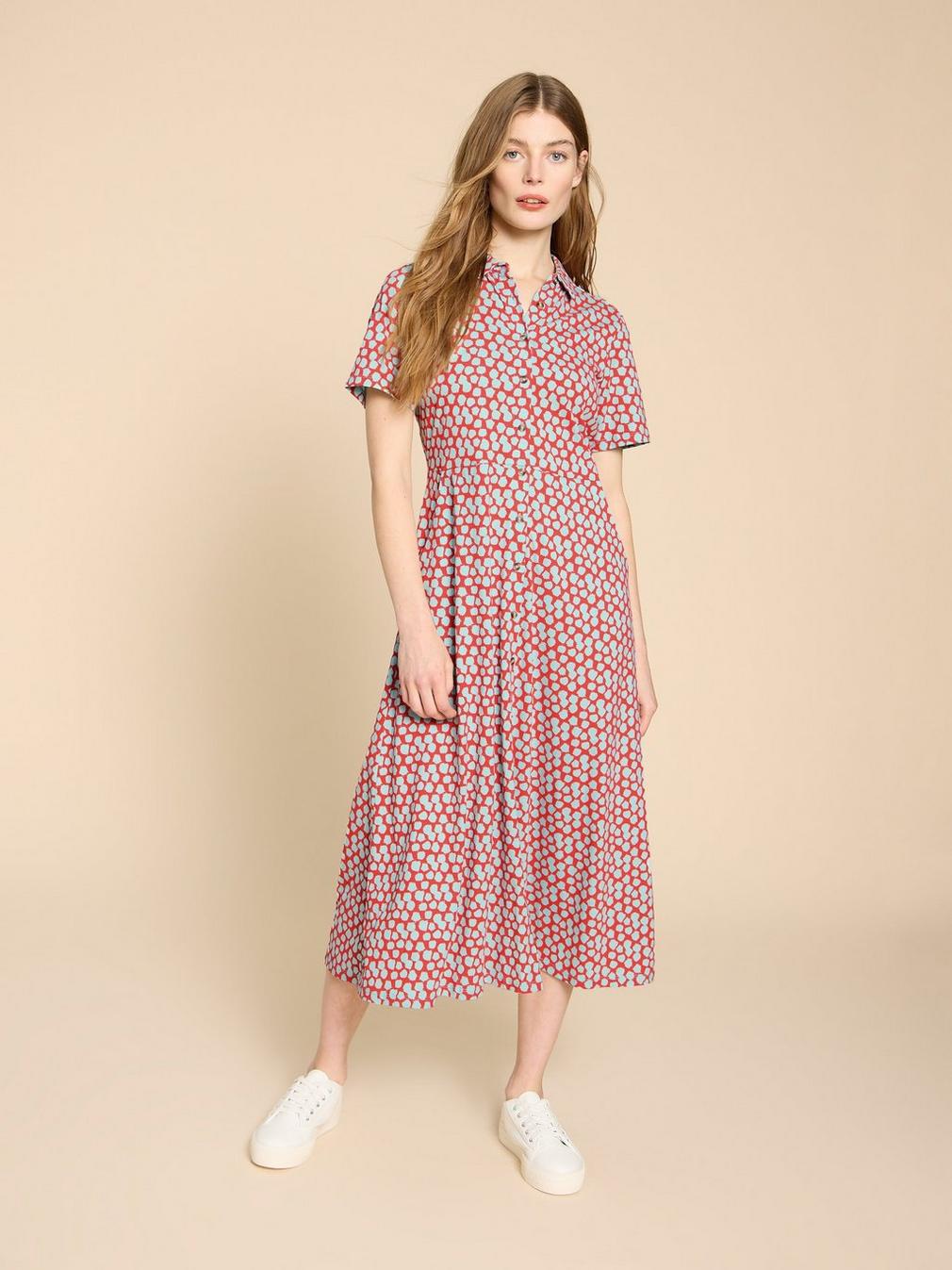 Rua Jersey Print Midi Dress in RED PR - LIFESTYLE