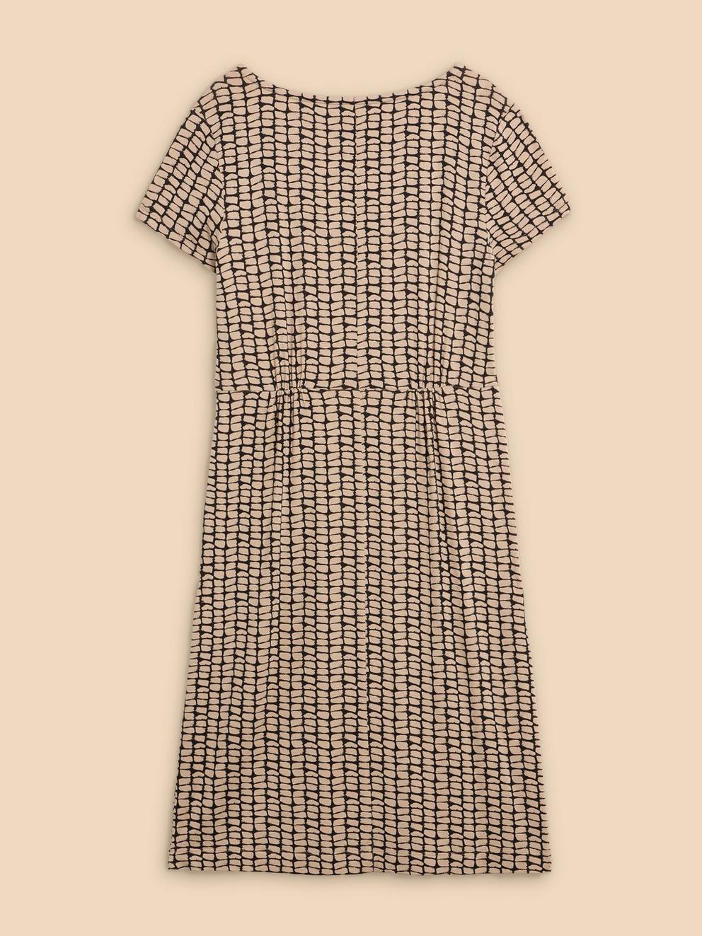 Tallie V Neck Jersey Dress in BLK PR - FLAT BACK