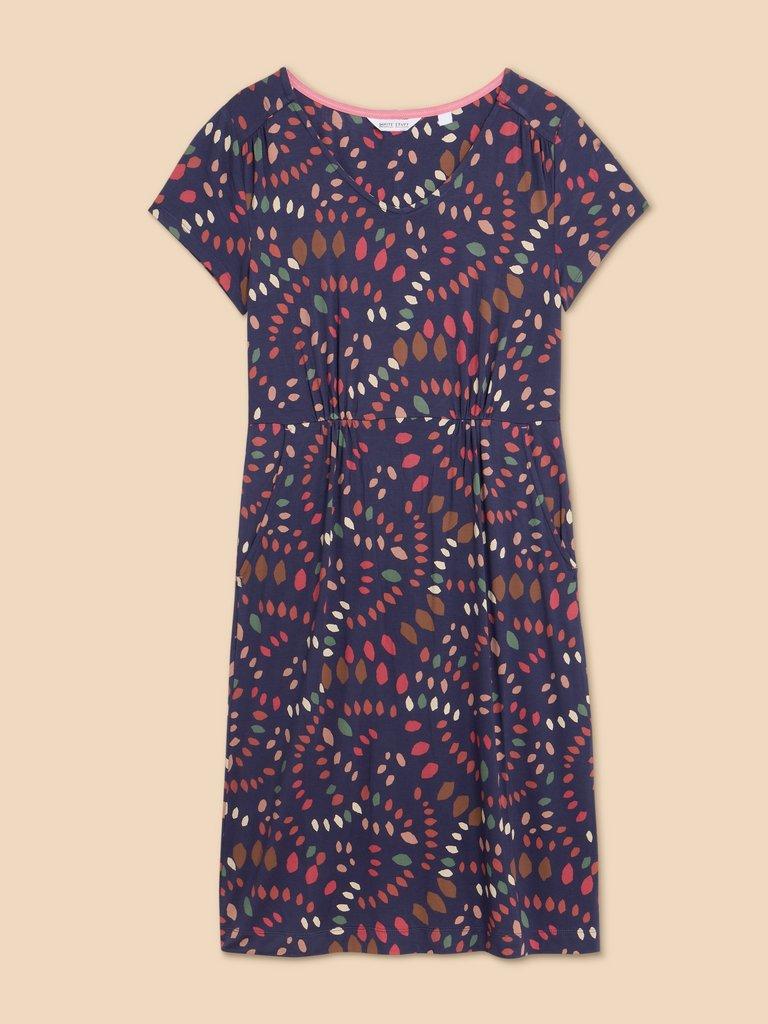 Tallie V Neck Jersey Dress in NAVY PR - FLAT FRONT