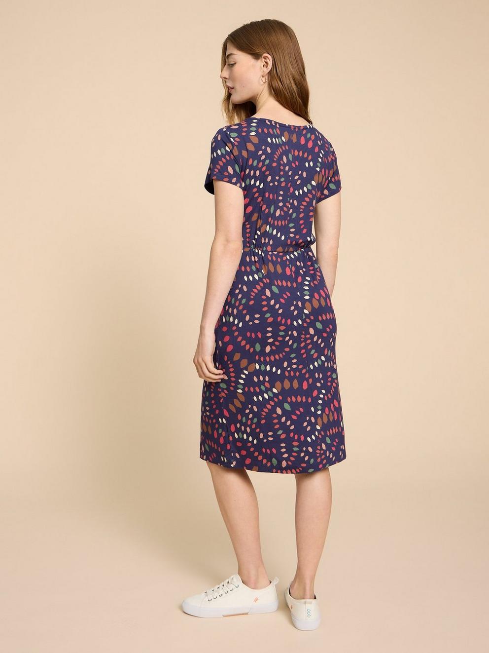 Tallie V Neck Jersey Dress in NAVY PR - MODEL BACK