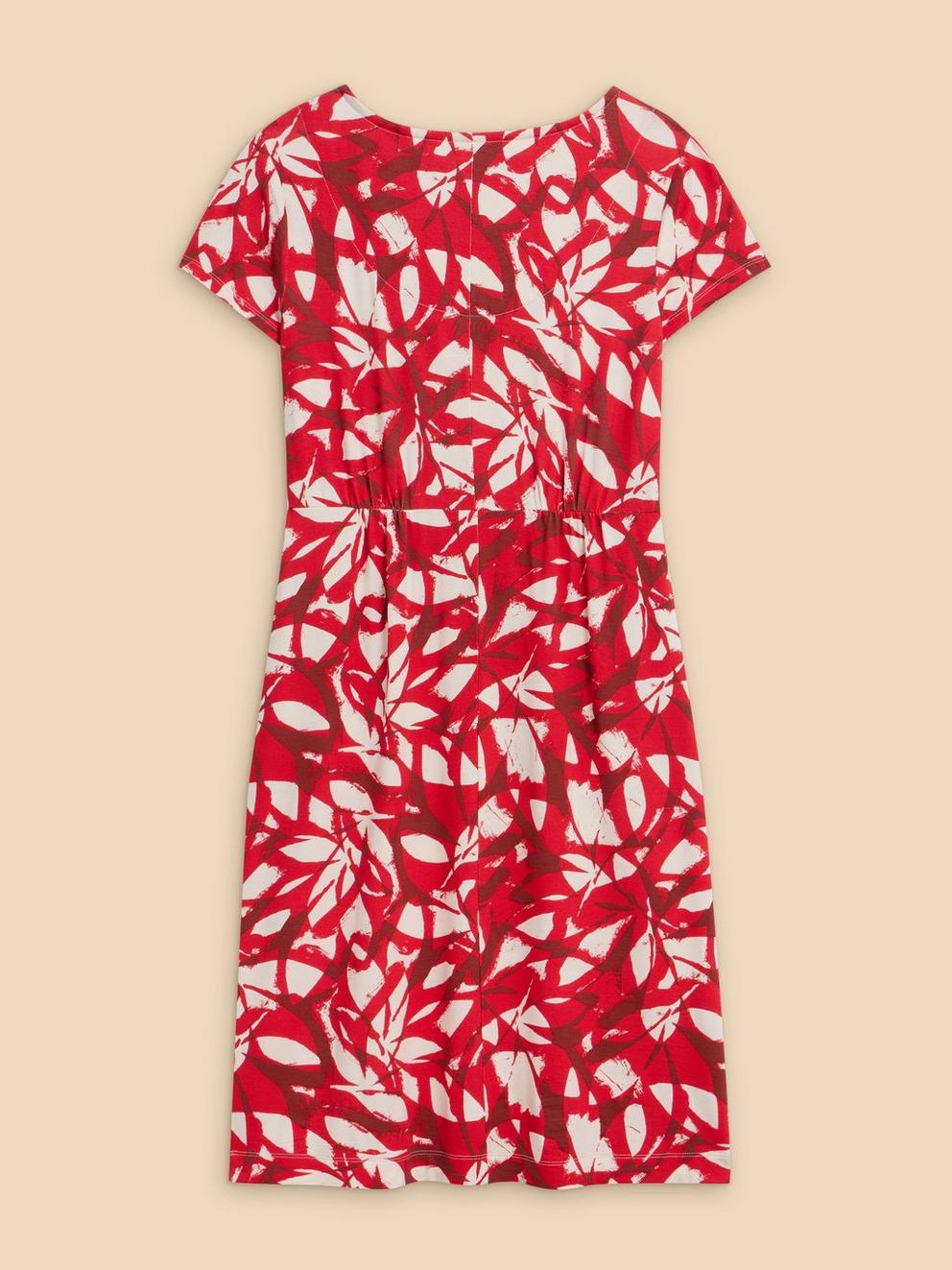 Tallie V Neck Jersey Dress in RED PR - FLAT BACK