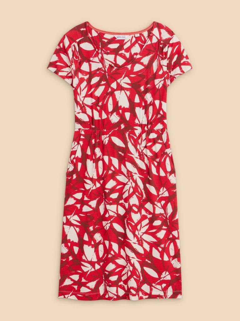 Tallie V Neck Jersey Dress in RED PR - FLAT FRONT