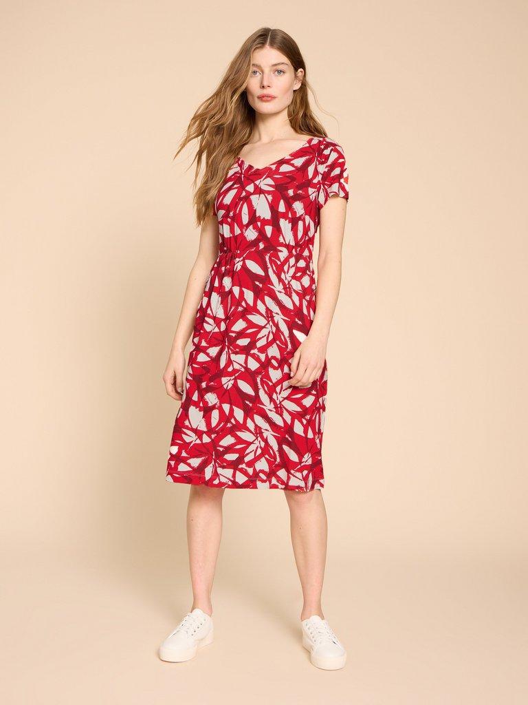 Tallie V Neck Jersey Dress in RED PR - LIFESTYLE