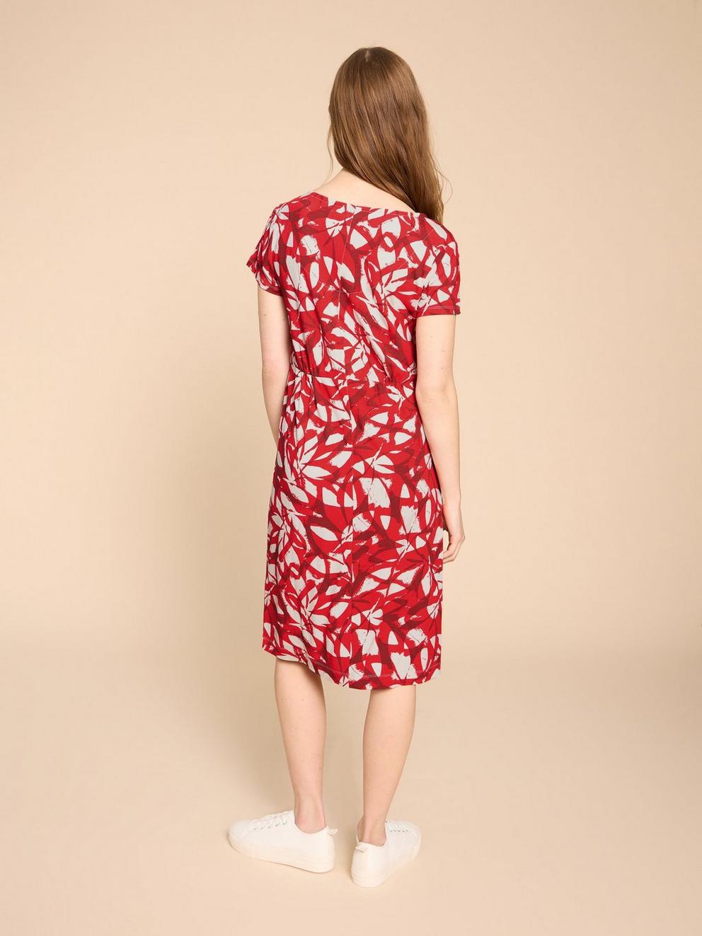 Tallie V Neck Jersey Dress in RED PR - MODEL BACK