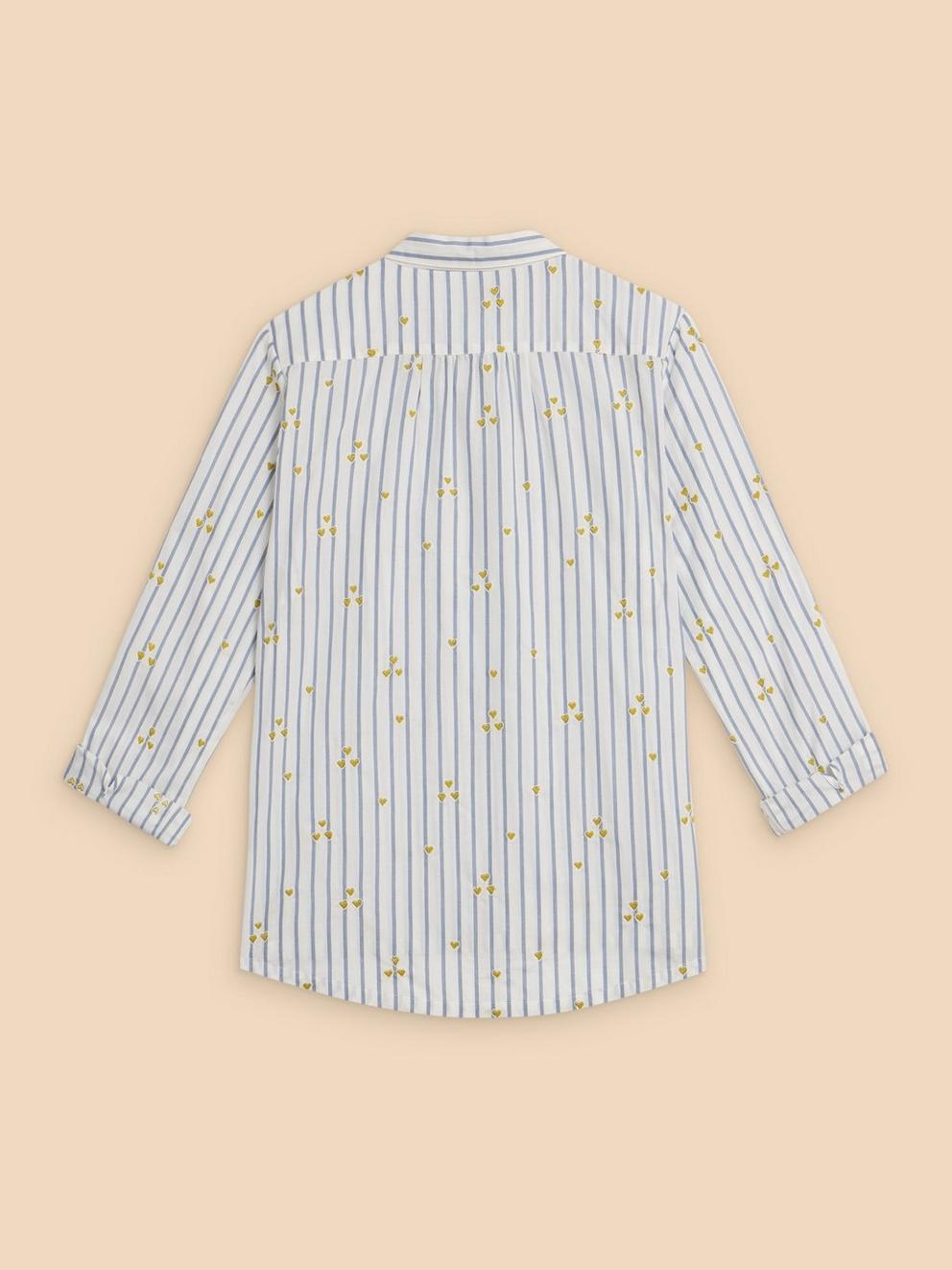 Sophie Heart Embroidered Shirt in IVORY MLT - FLAT BACK
