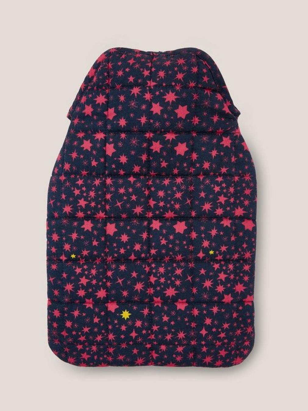 Reversible Hot Water Bottle in NAVY MULTI - FLAT BACK