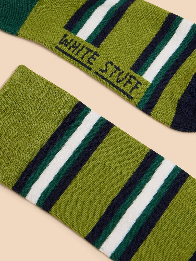 Spaced Stripe Ankle Sock in GREEN MLT - FLAT FRONT