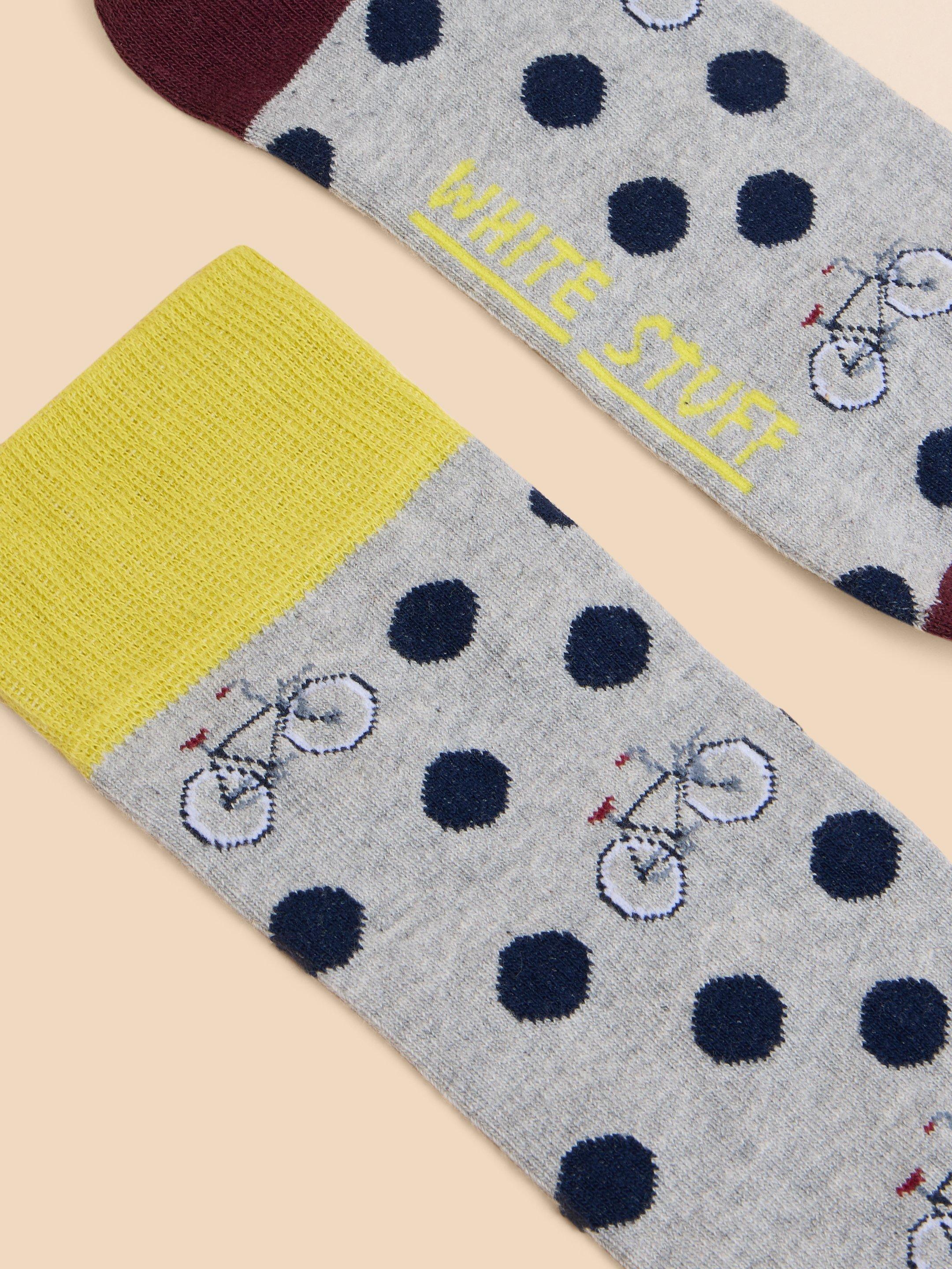 Spot Bicycle Ankle Sock in GREY MLT - FLAT FRONT