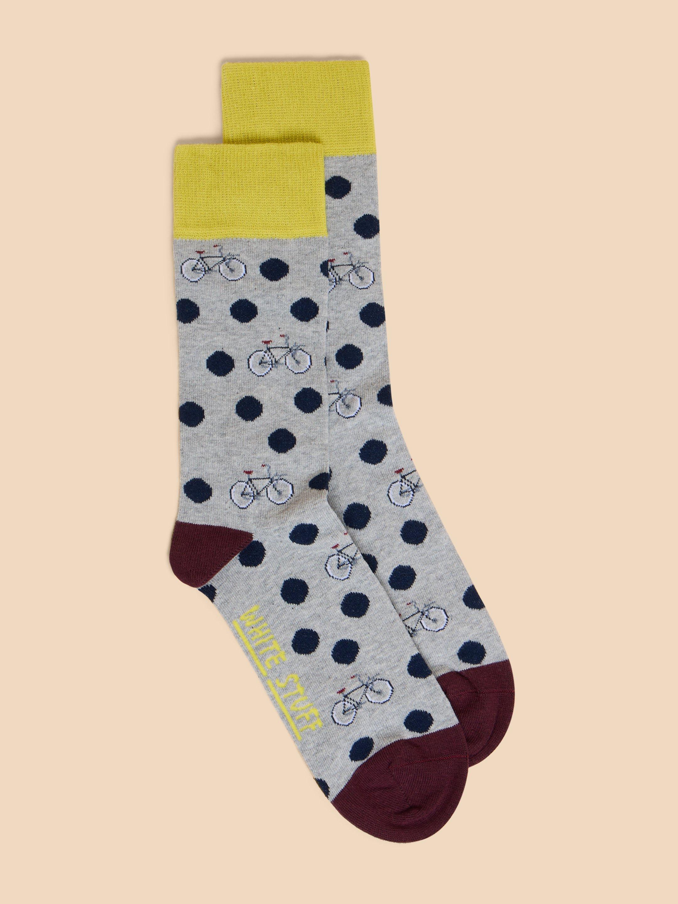 Spot Bicycle Ankle Sock in GREY MLT - MODEL FRONT