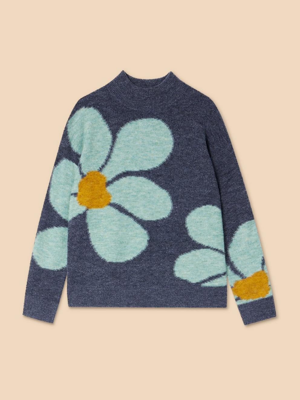 CELIA HIGH NECK FLORAL JUMPER in BLUE MLT - FLAT FRONT