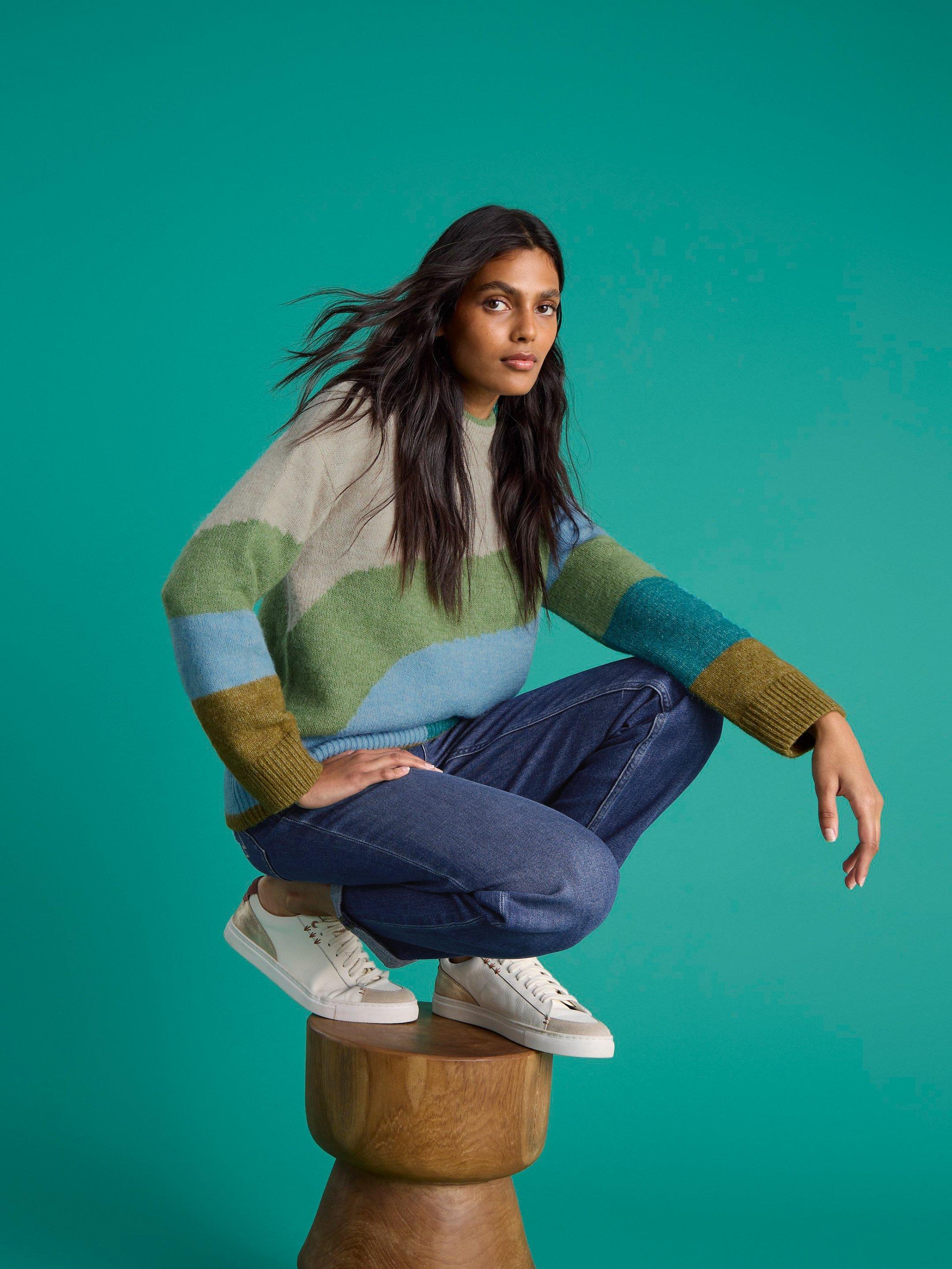 DAISY COLOUR BLOCK JUMPER  in GREEN MLT - MIXED