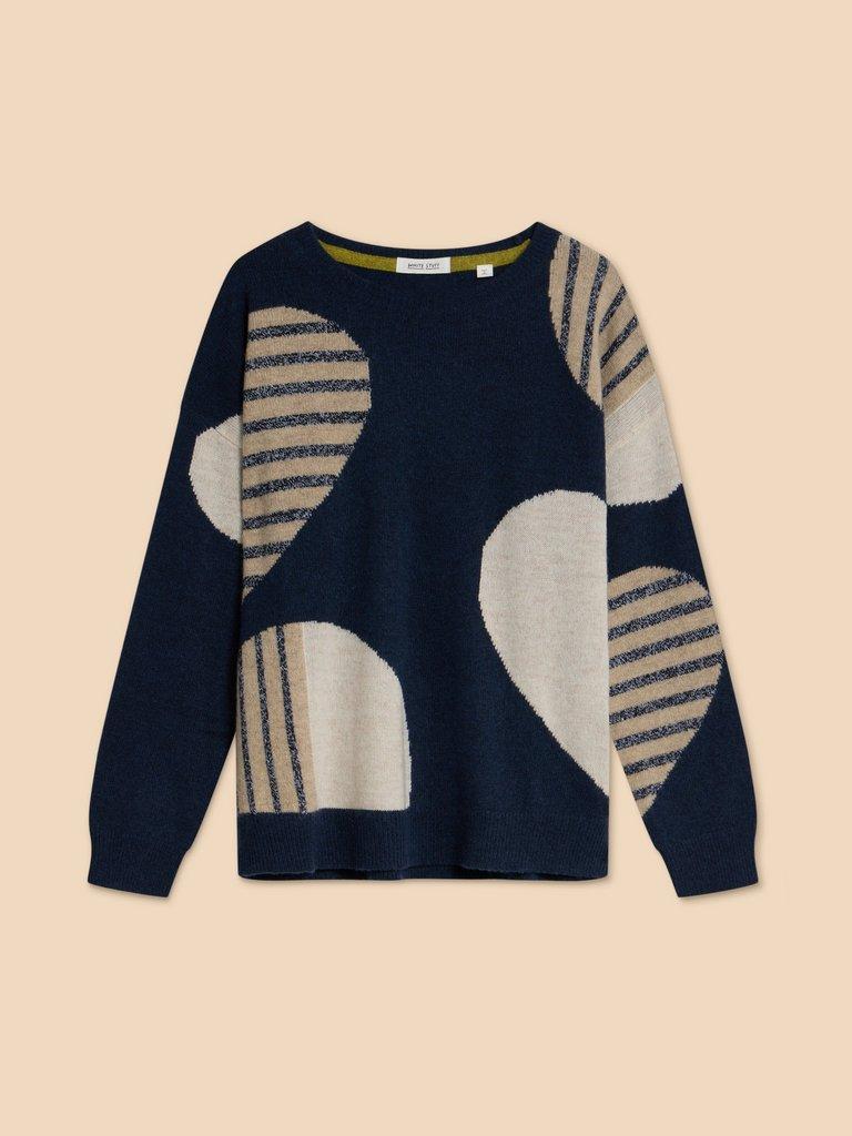 AMBER HEART JUMPER  in NAVY MULTI - FLAT FRONT