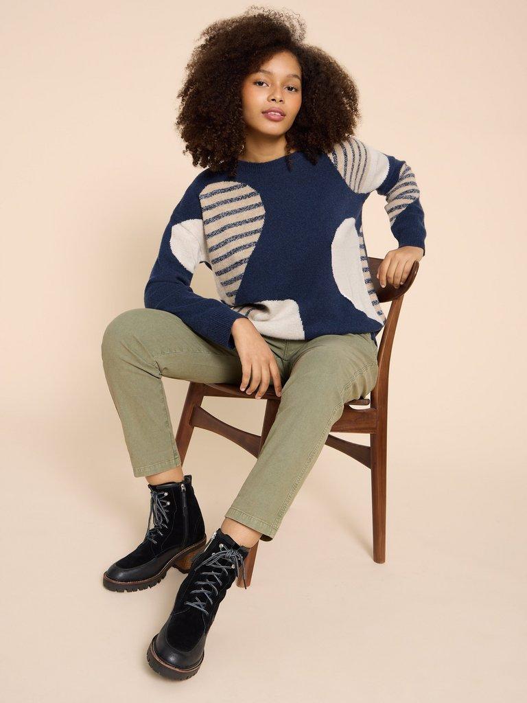 AMBER HEART JUMPER  in NAVY MULTI - LIFESTYLE