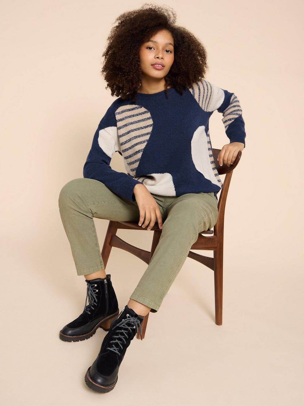 AMBER HEART JUMPER  in NAVY MULTI - LIFESTYLE