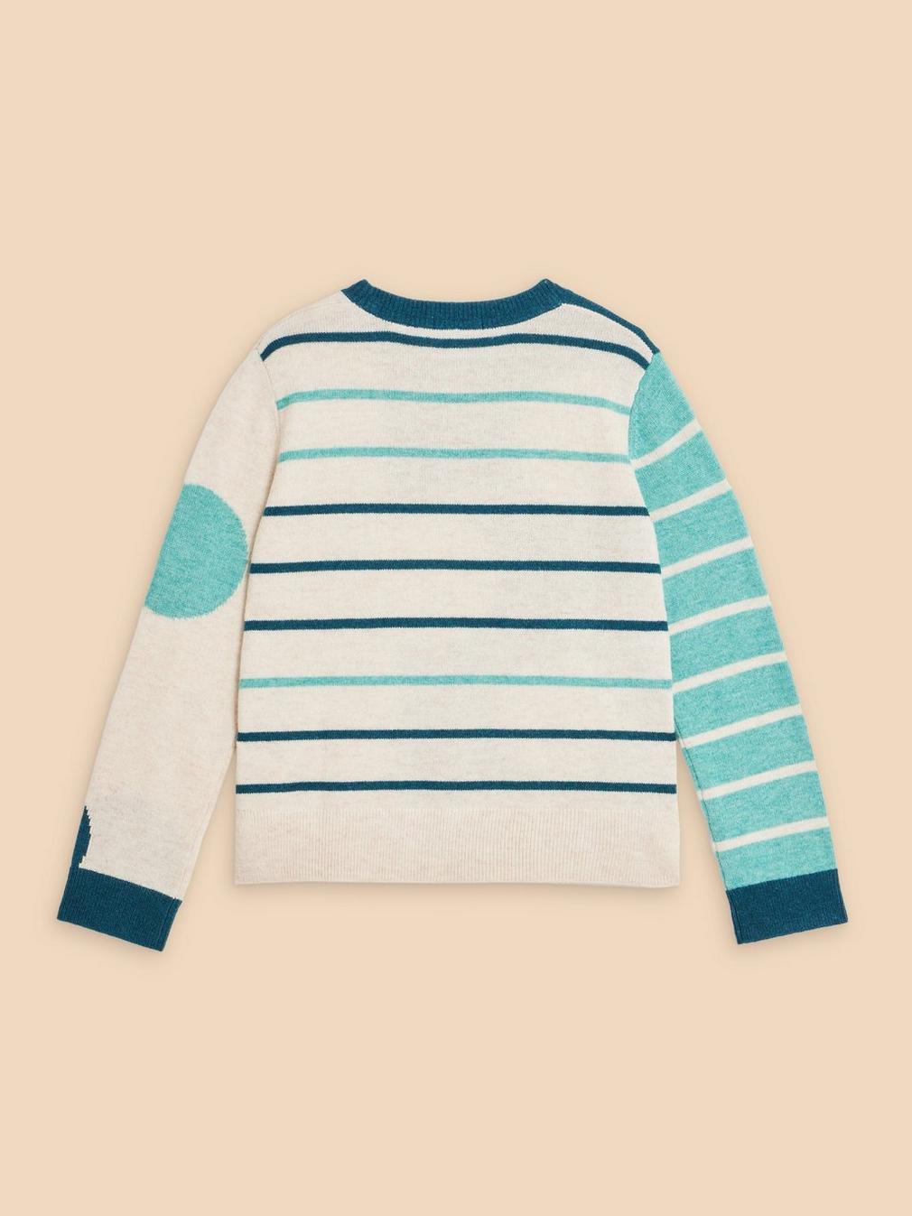 JADE SPOTSTRIPE JUMPER in TEAL MLT - FLAT BACK