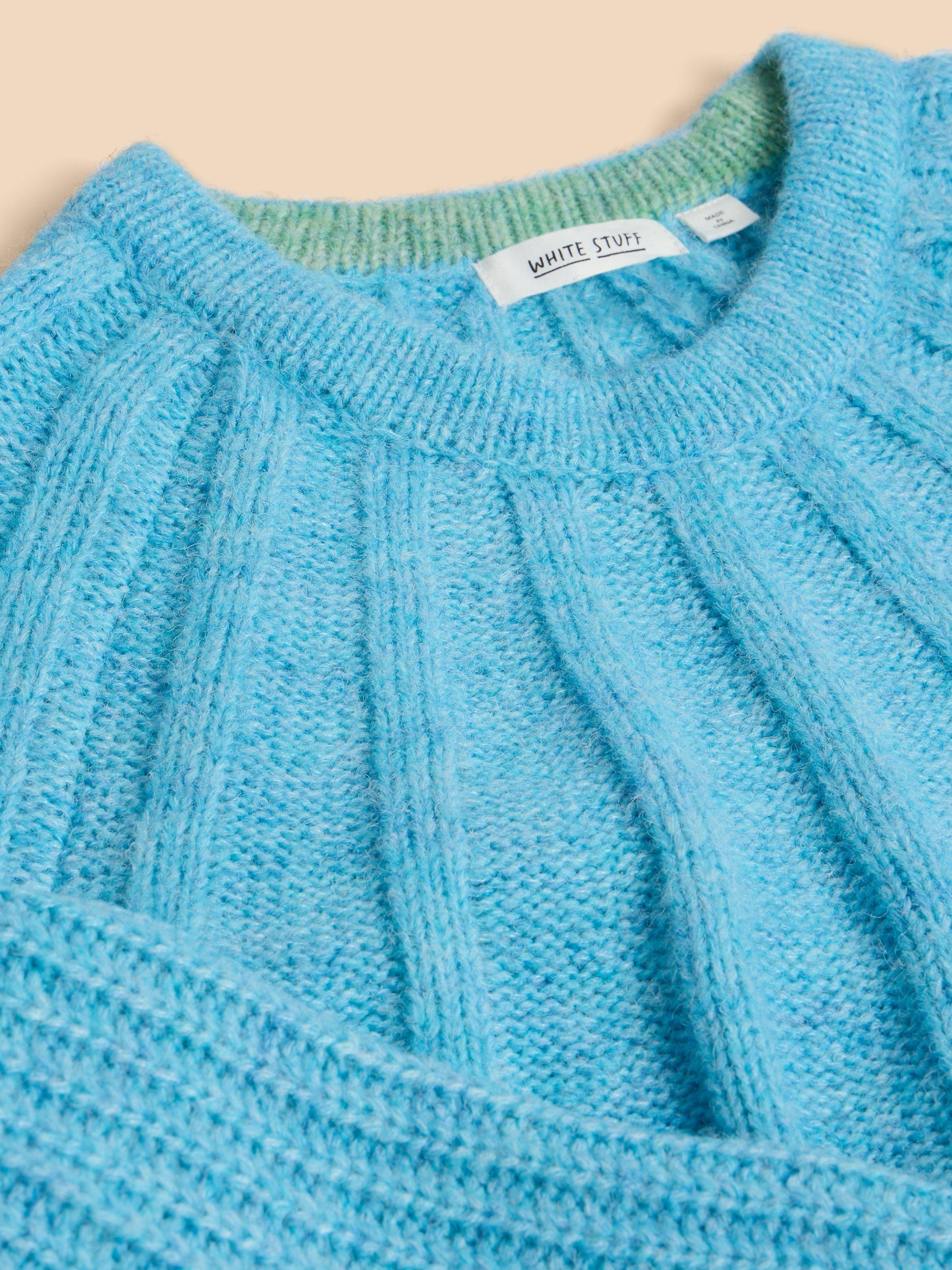 CLOVER JUMPER  in MID BLUE - FLAT DETAIL