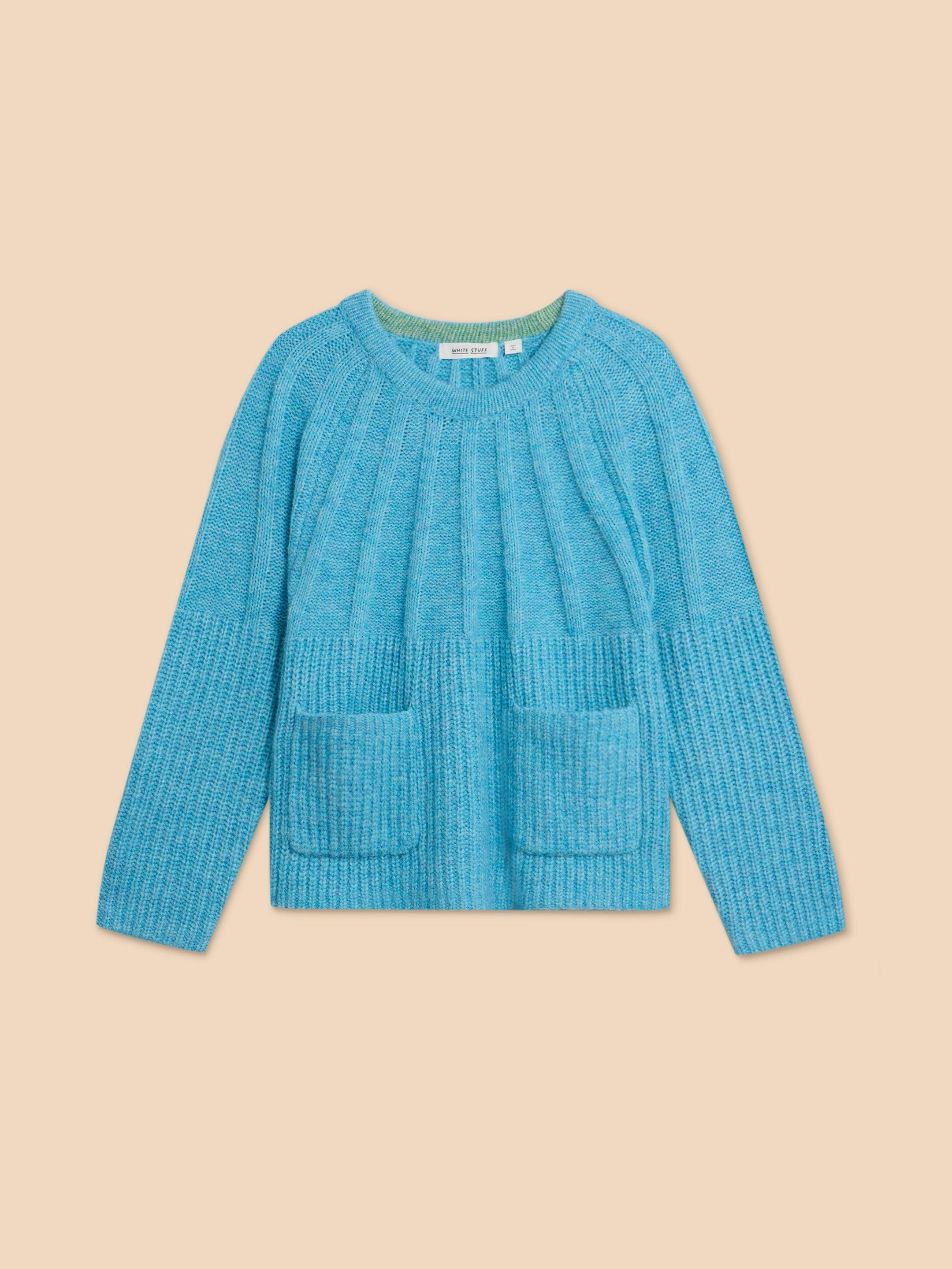 CLOVER JUMPER  in MID BLUE - FLAT FRONT