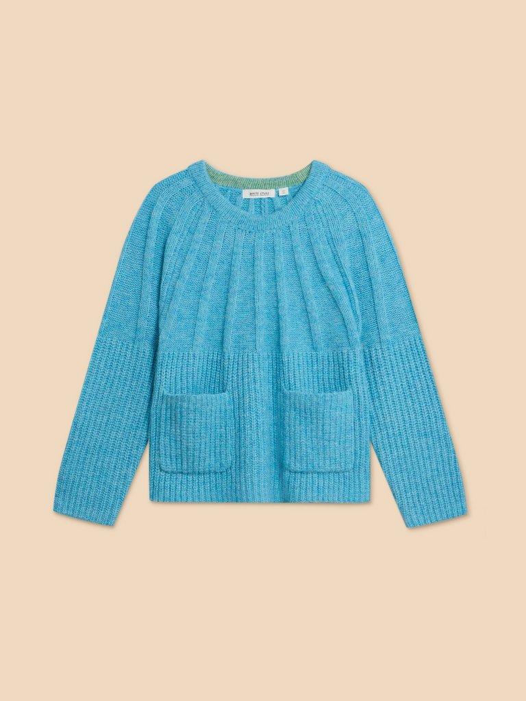 CLOVER JUMPER  in MID BLUE - FLAT FRONT