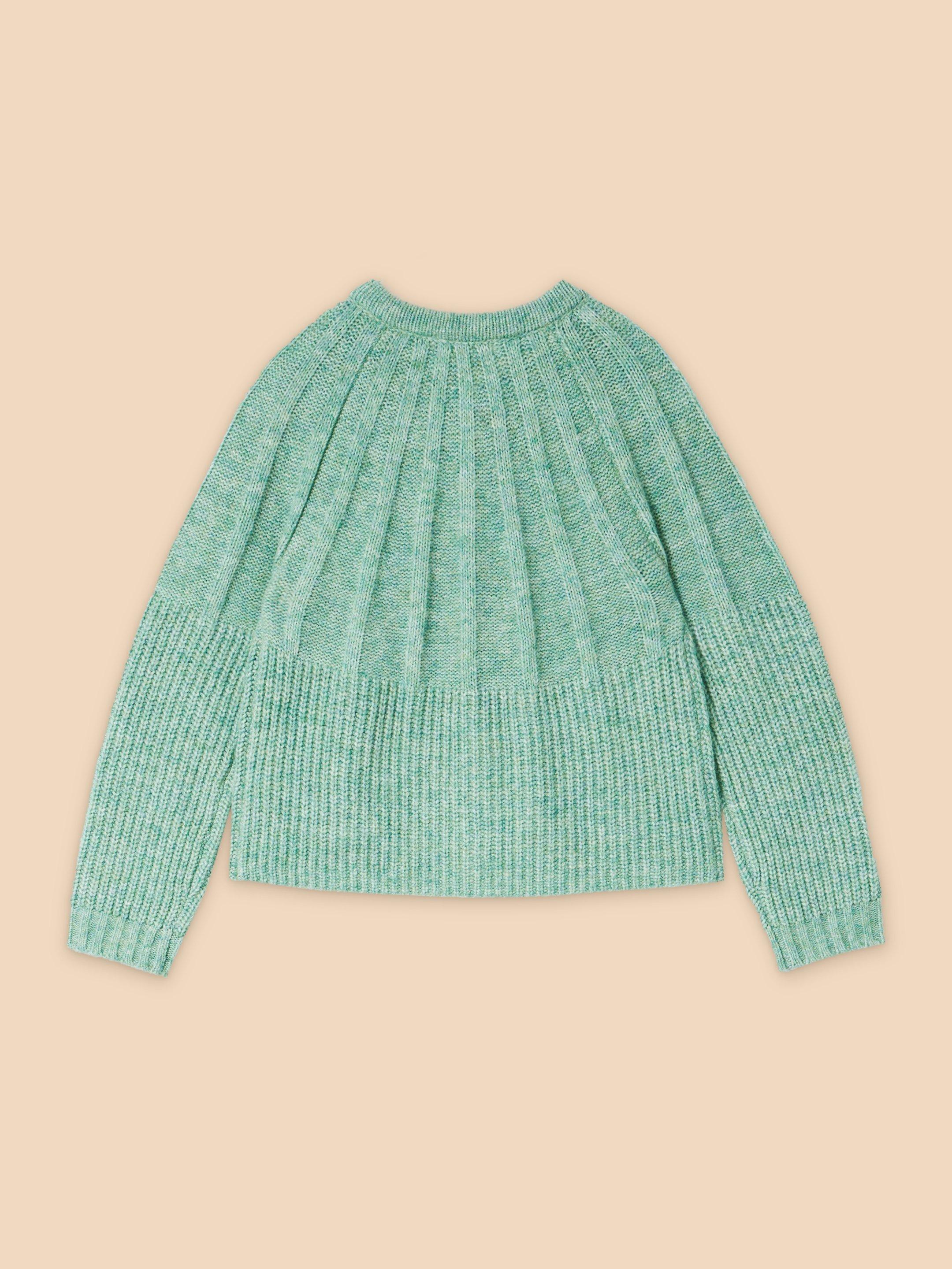 CLOVER CARDIGAN in MID GREEN - FLAT BACK