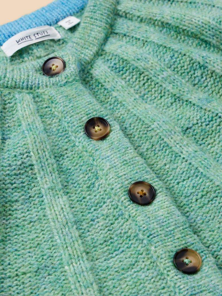 CLOVER CARDIGAN in MID GREEN - FLAT DETAIL