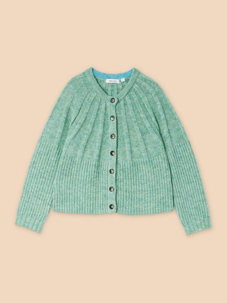 CLOVER CARDIGAN in MID GREEN - FLAT FRONT