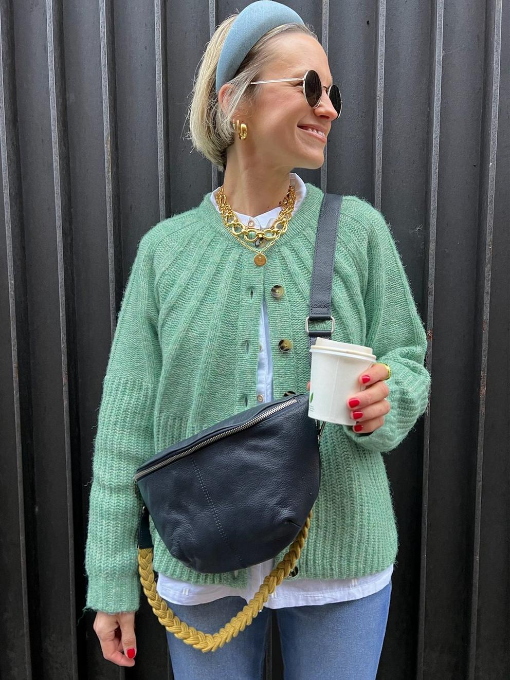 CLOVER CARDIGAN in MID GREEN - MIXED