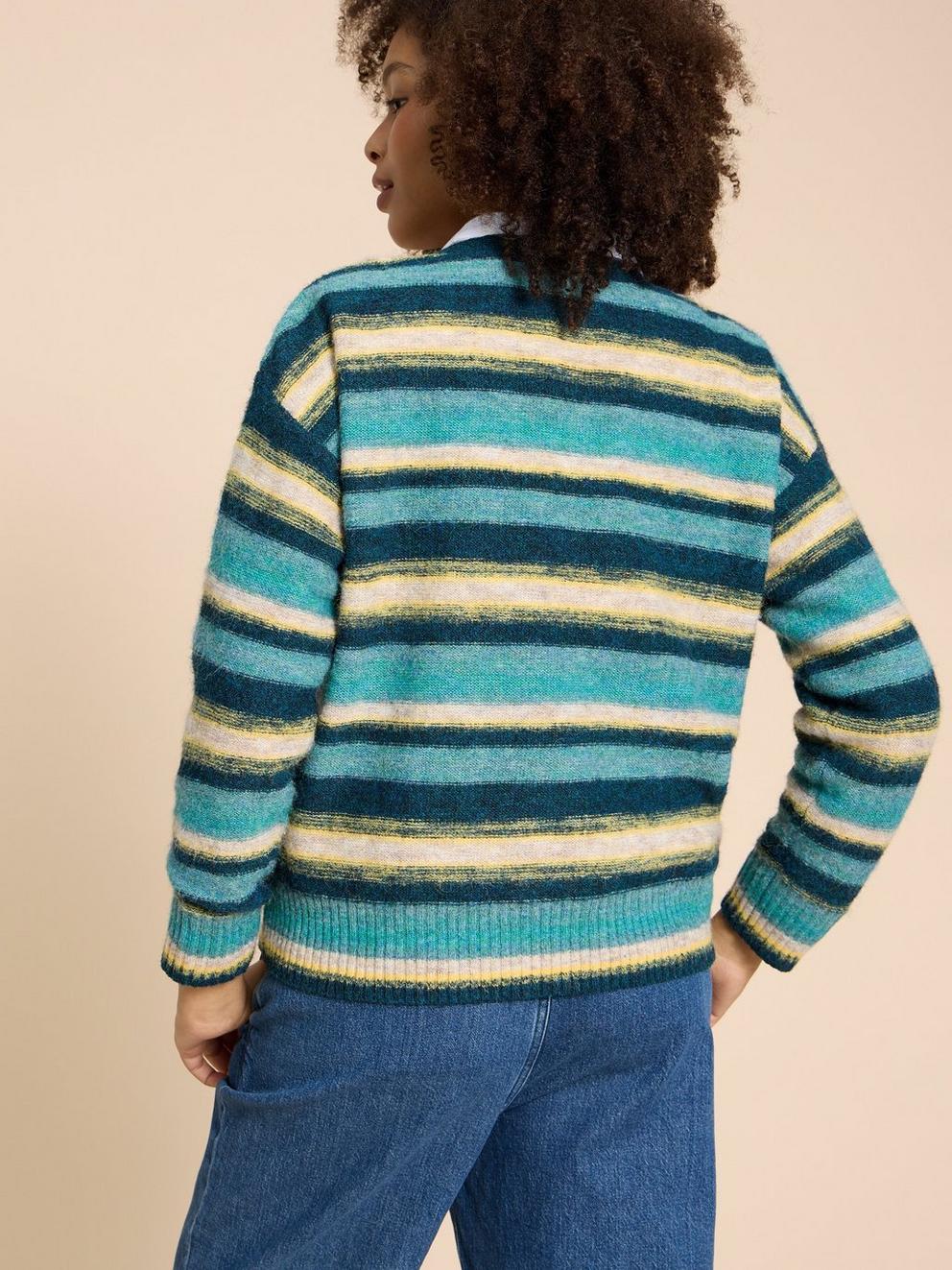 SICILY JUMPER in BLUE MLT - MODEL BACK