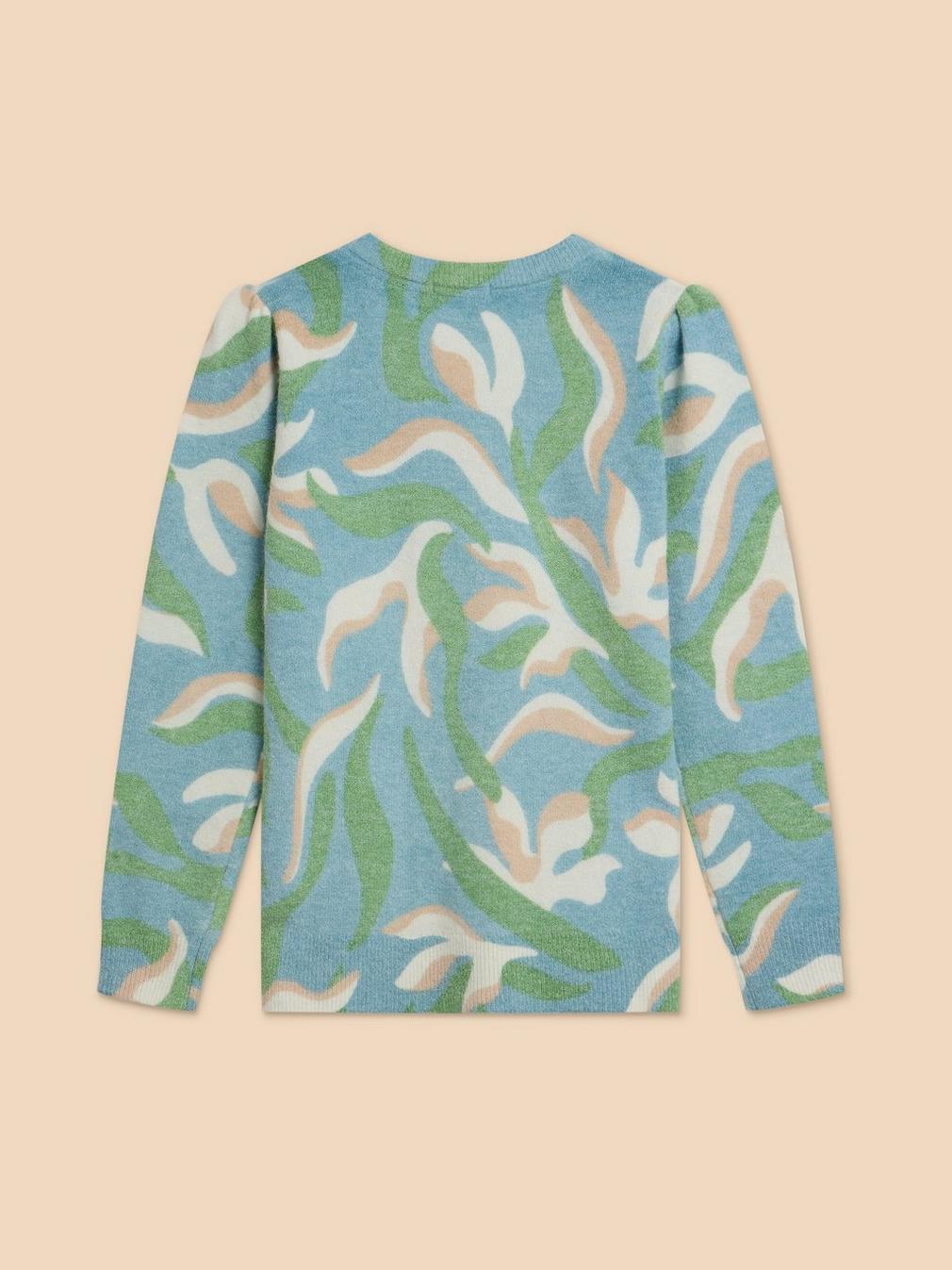 Julie Printed Jumper in BLUE MLT - FLAT BACK