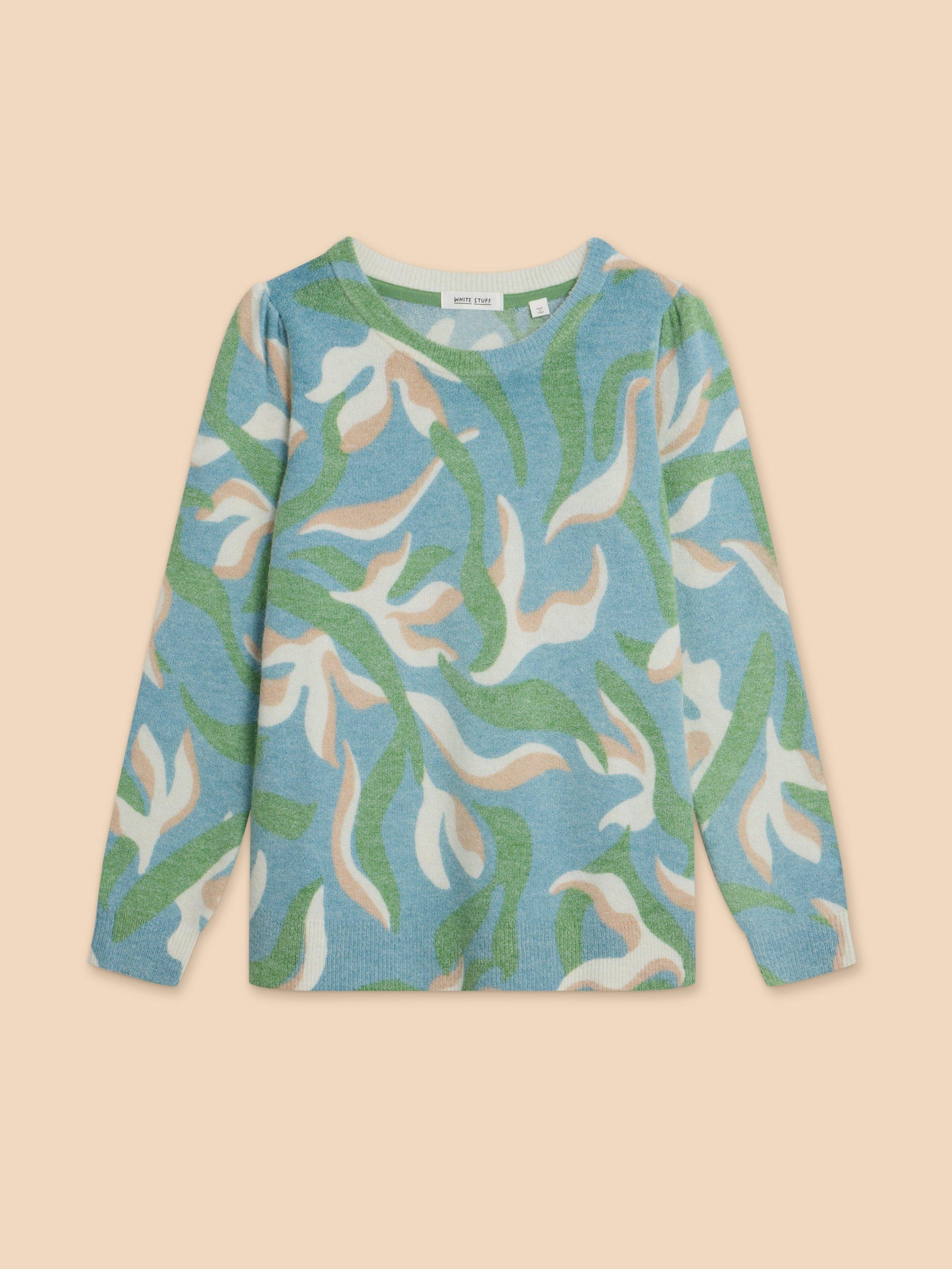 Julie Printed Jumper in BLUE MLT - FLAT FRONT