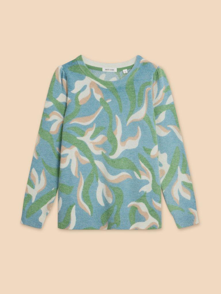 Julie Printed Jumper in BLUE MLT - FLAT FRONT