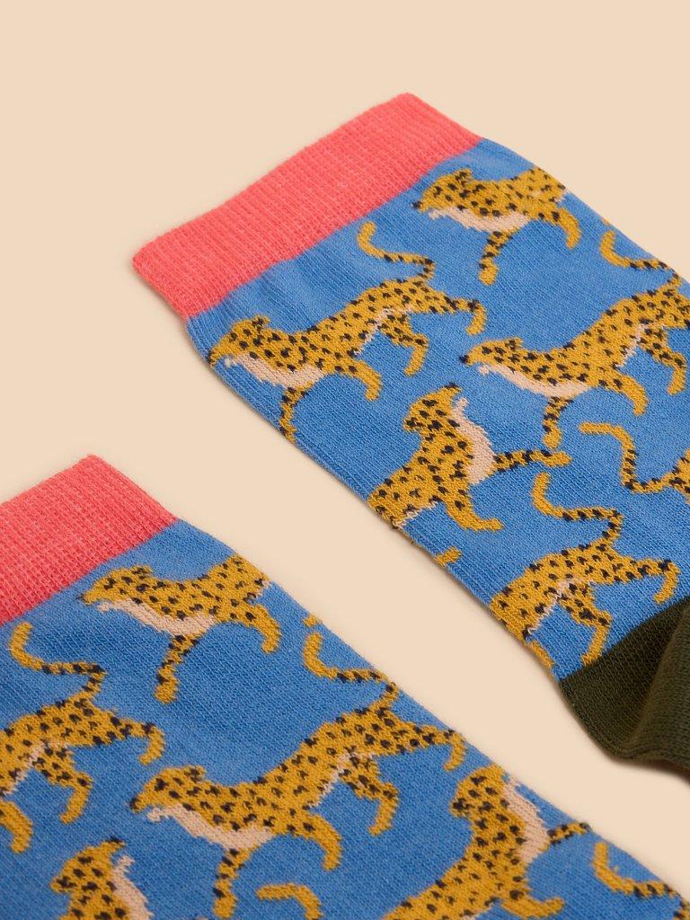 Cheetah Ankle Sock in BLUE MLT - FLAT FRONT