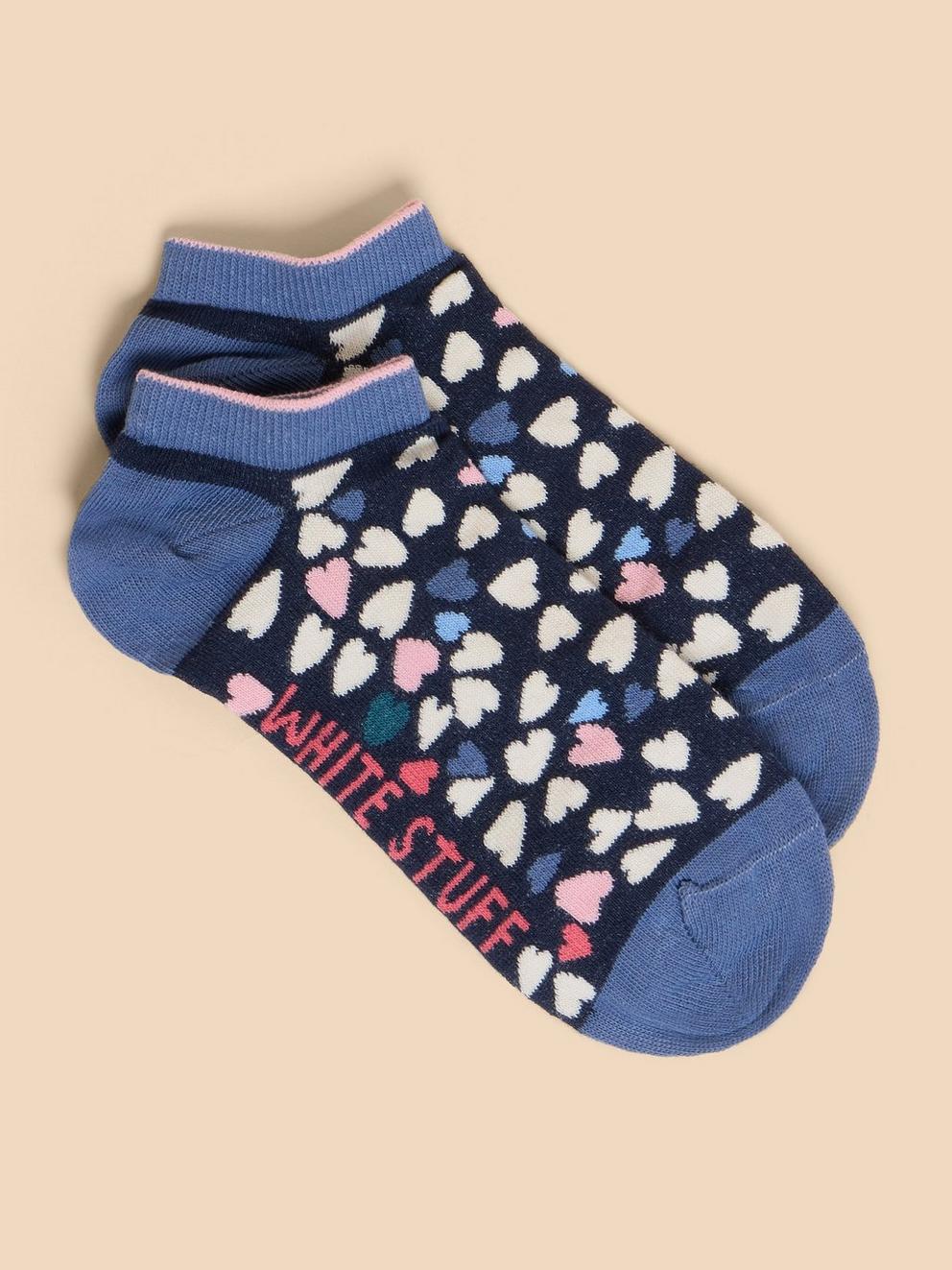 Heart Trainer Sock in NAVY MULTI - MODEL FRONT