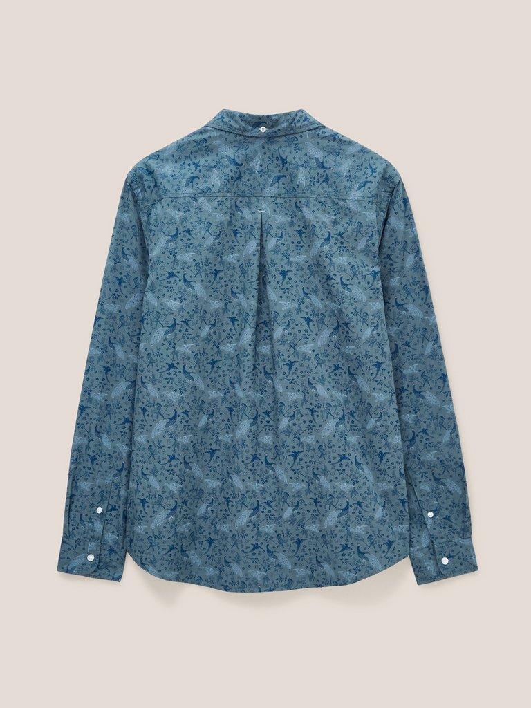 Peacock Printed Classic Shirt in BLUE PR - FLAT BACK