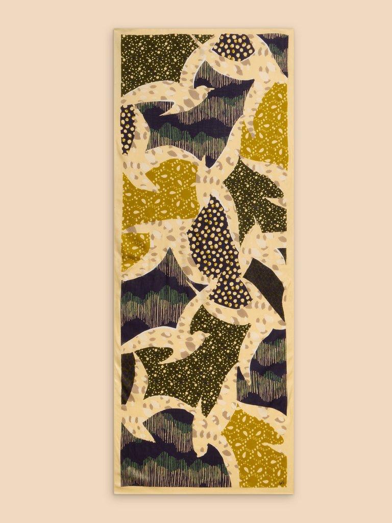 Bird Patchwork Eco Vero Scarf in GREEN PR - FLAT BACK