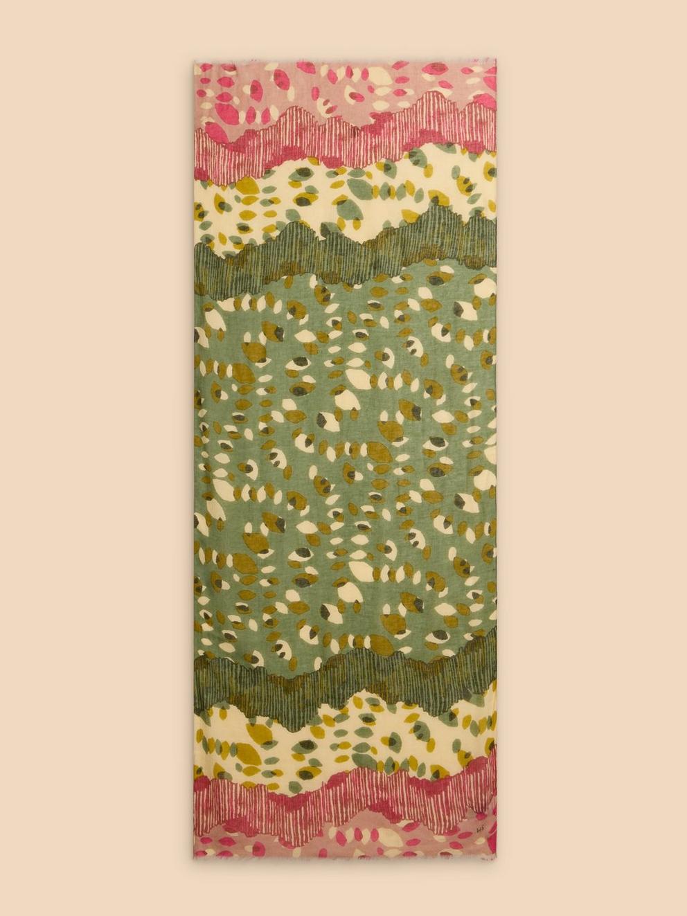 Bejewelled Print Scarf in GREEN PR - FLAT BACK