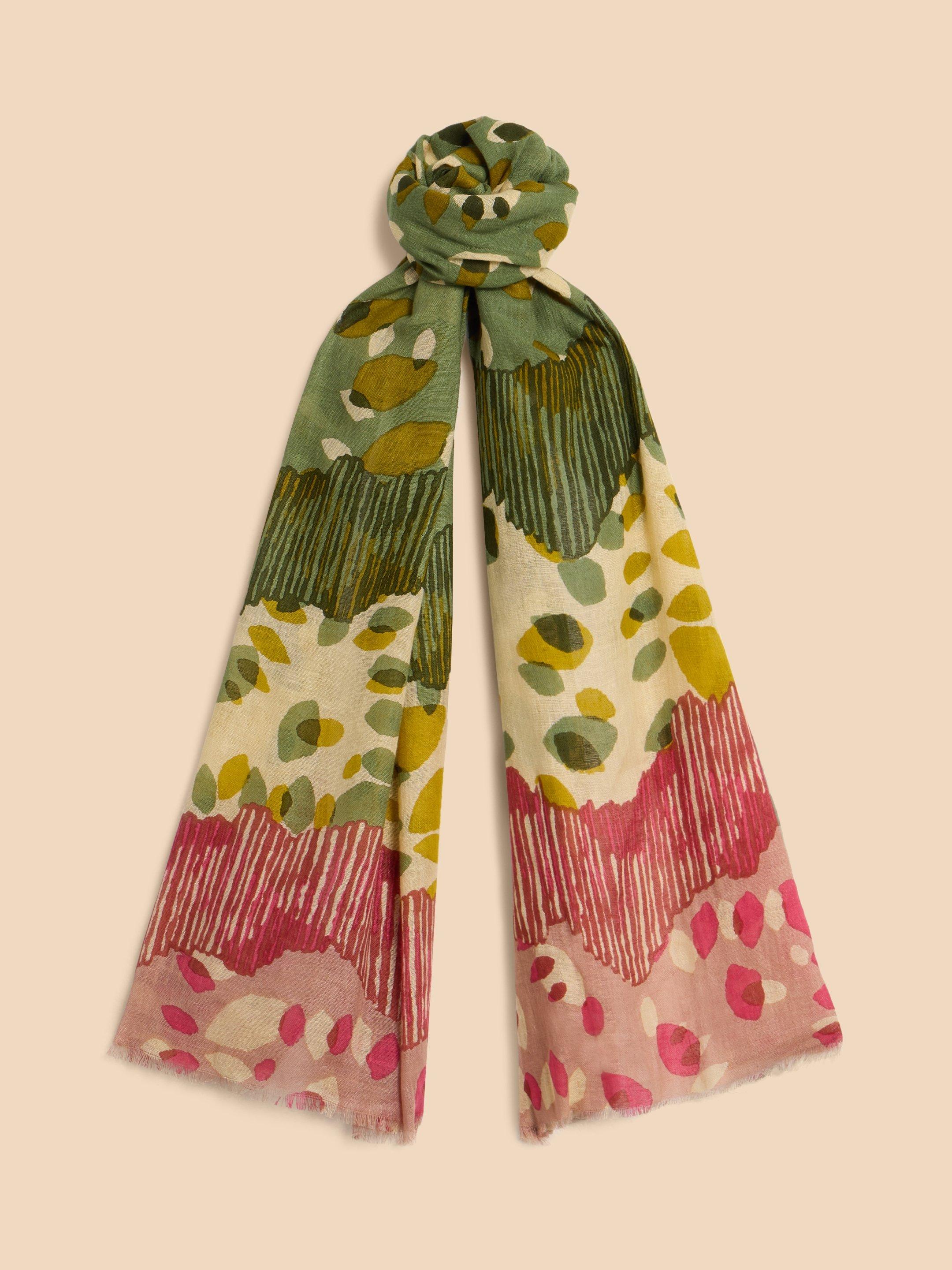 Bejewelled Print Scarf in GREEN PR - FLAT FRONT