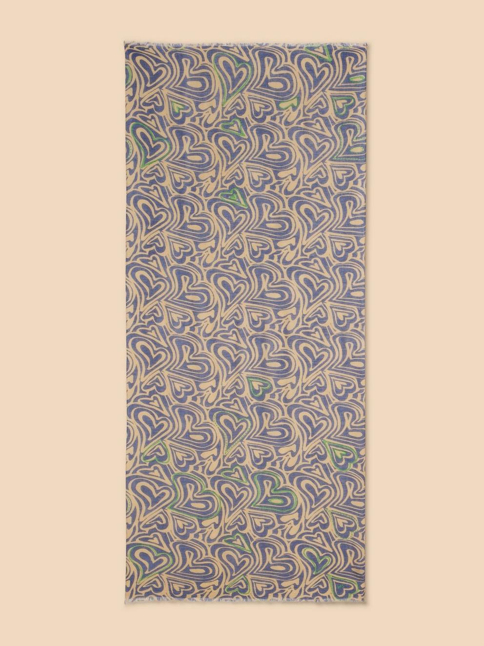 Swirl Heart Scarf in BLUE PR - FLAT BACK