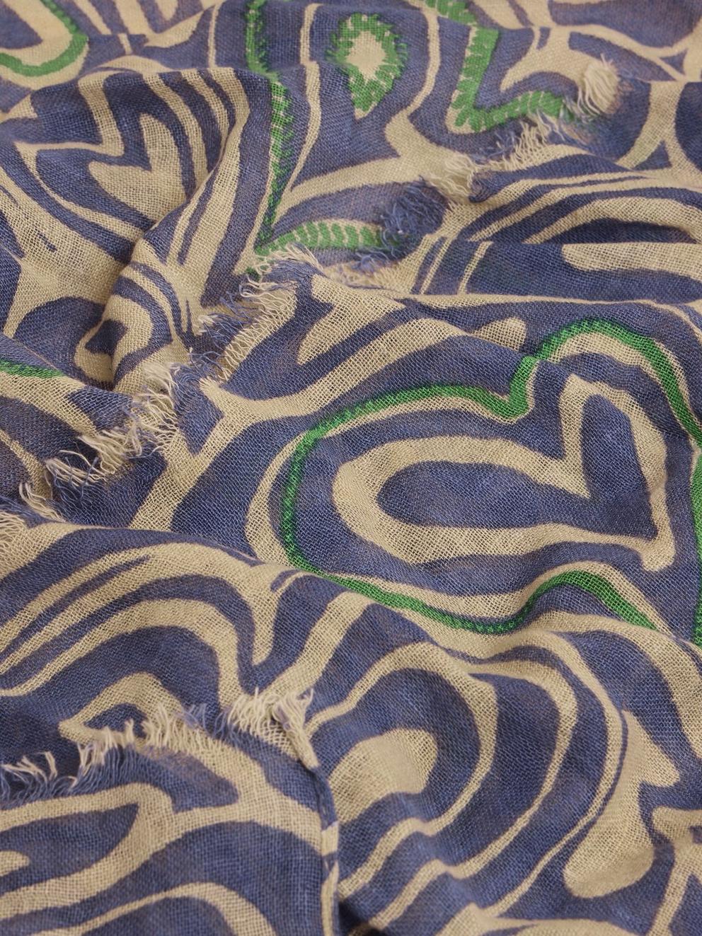 Swirl Heart Scarf in BLUE PR - FLAT DETAIL